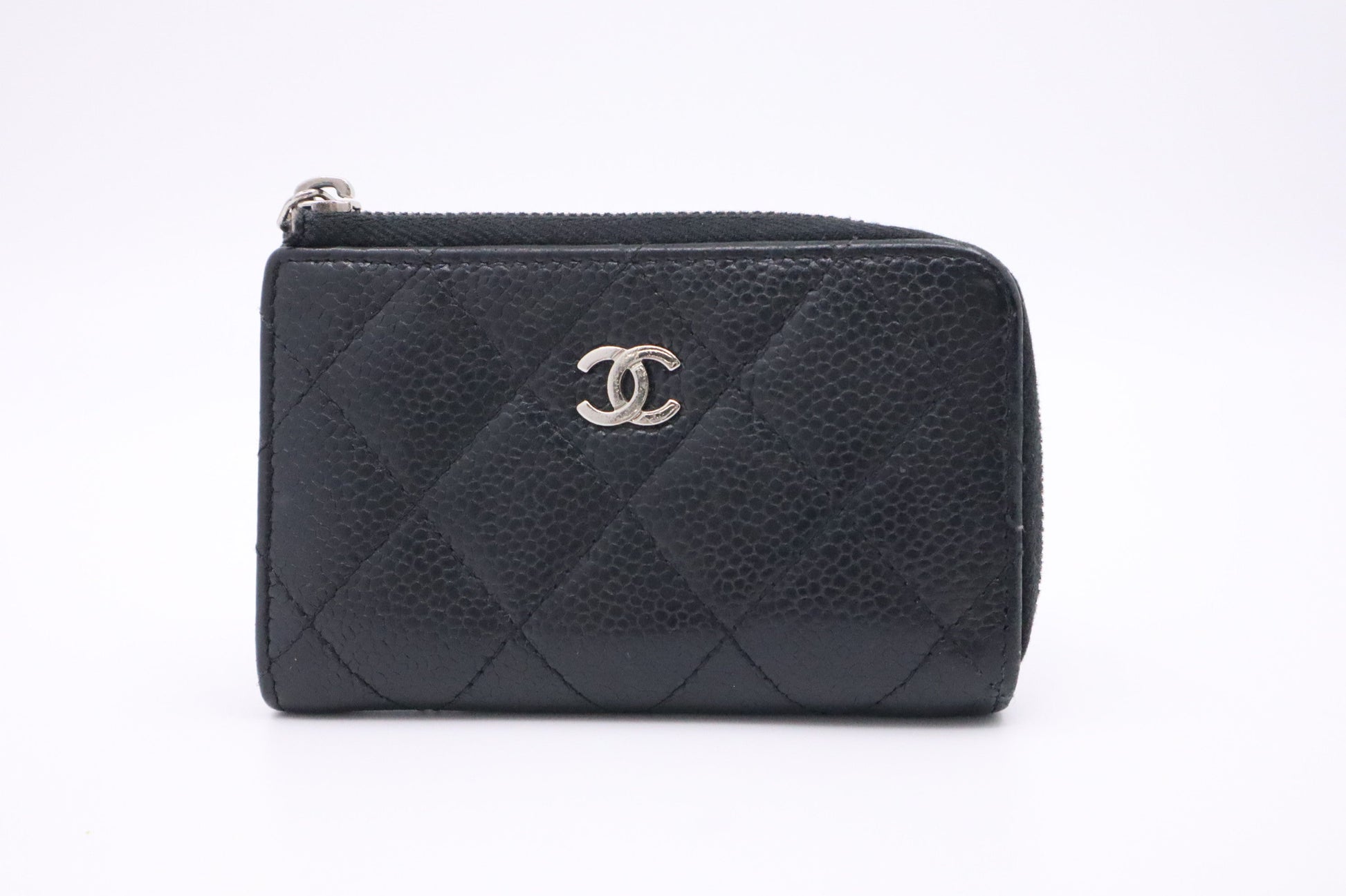 Chanel Card Caviar Black Leather Wallet Case