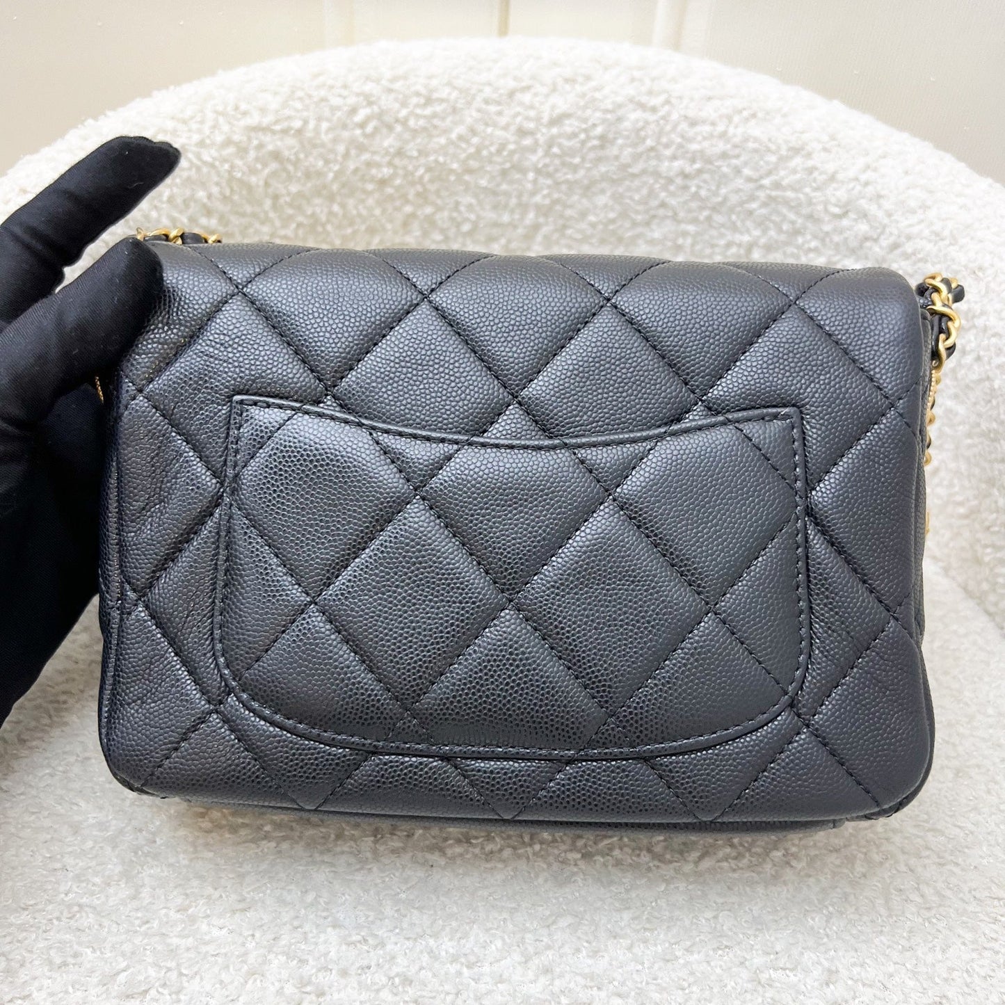 Chanel 22A “Twist Your Buttons” Small / Mini Flap in Black Caviar and AGHW (Model: AS3369)