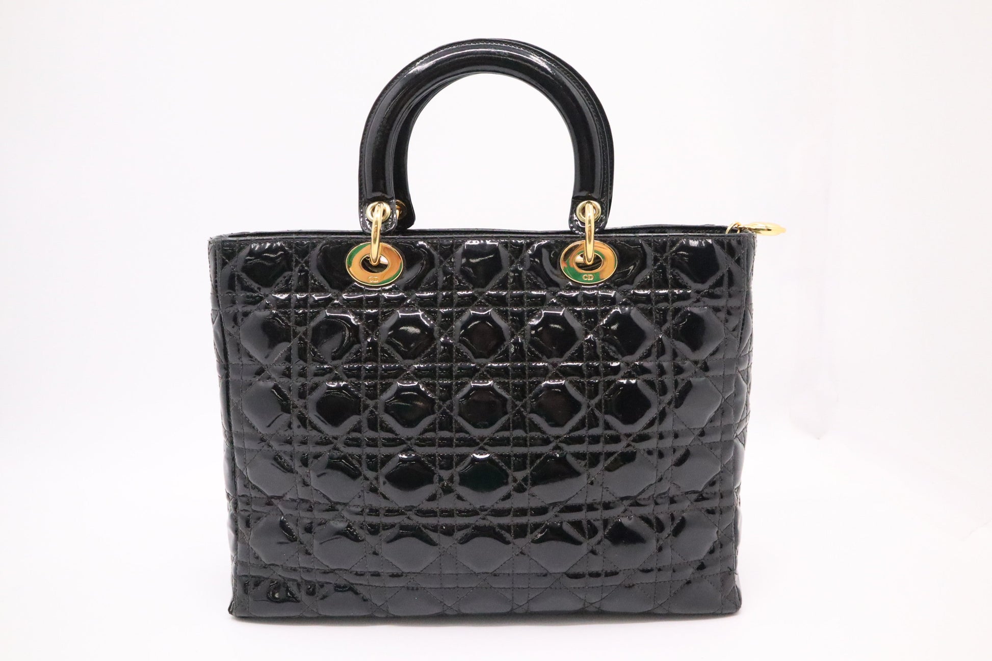 Dior Lady In Cannage Patent Handbag Leather Black Travel Bag