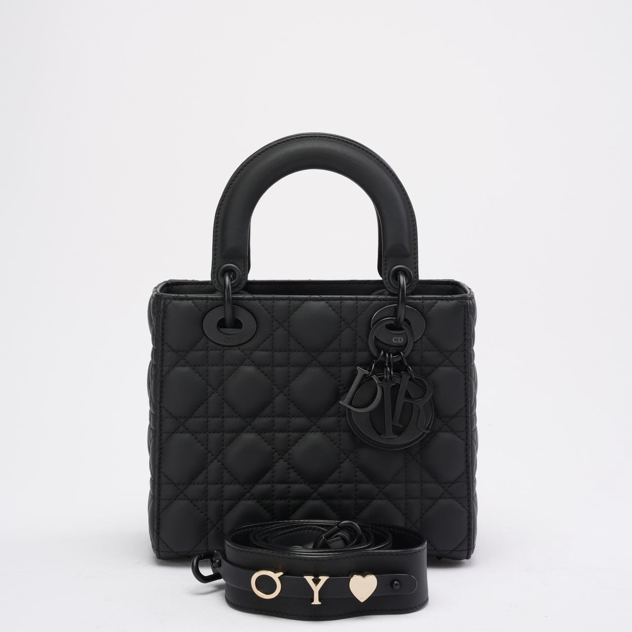 Dior Handbag Christian Lady Matte Tonal Bag Black Small