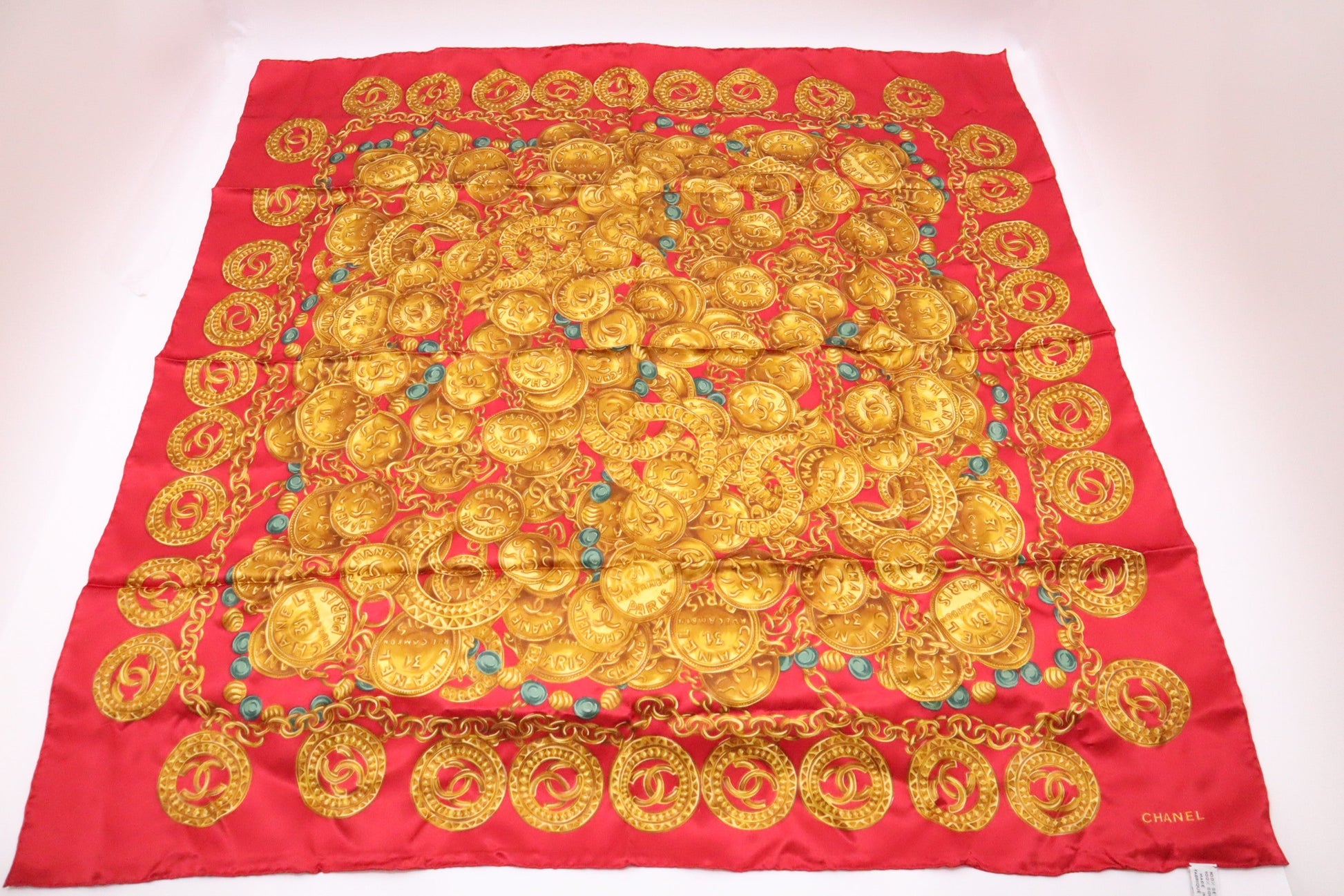 Chanel Scarf & Silk Red Gold