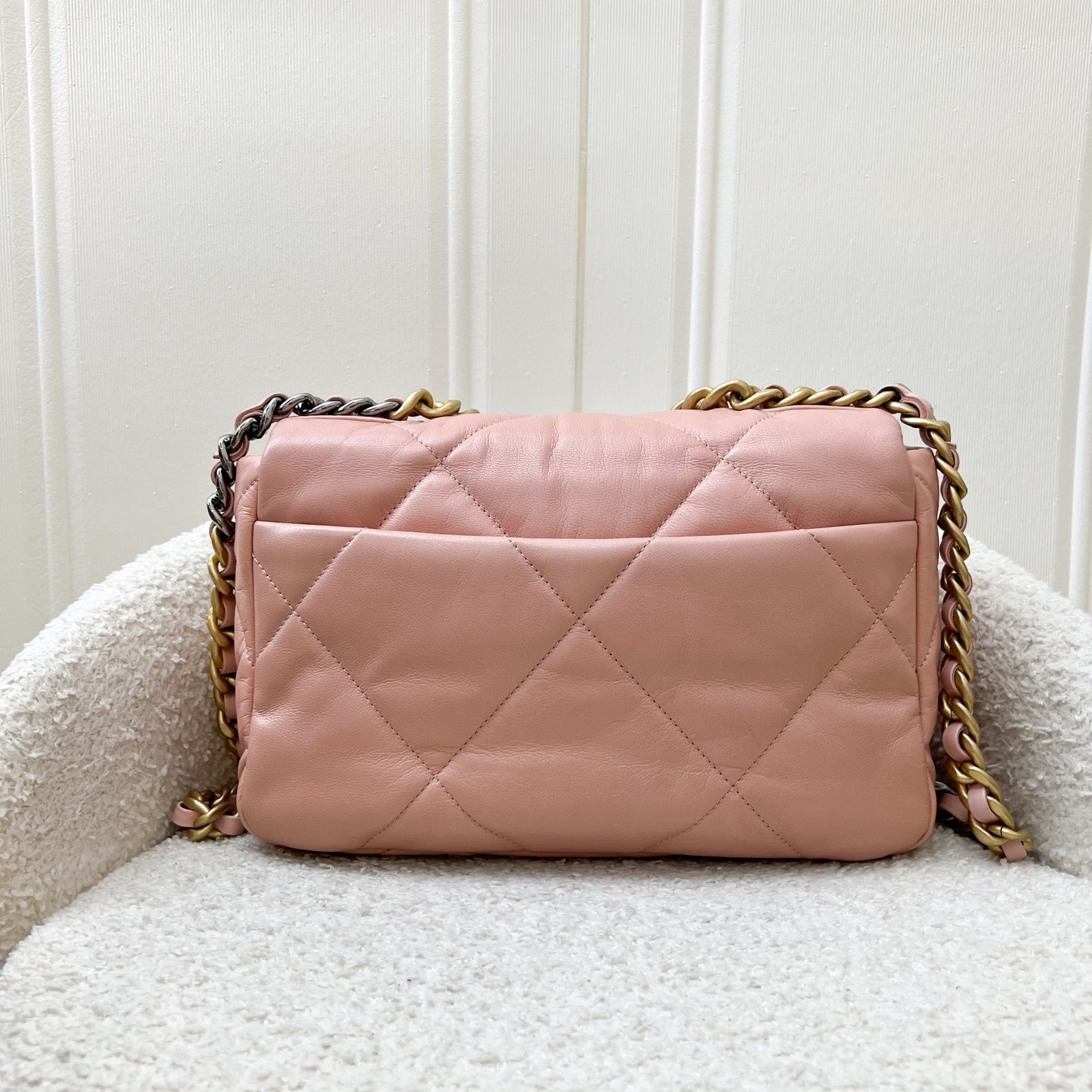 Chanel 19 Small Flap in Light Pink Goatskin and 3 Tone Hw Handbag