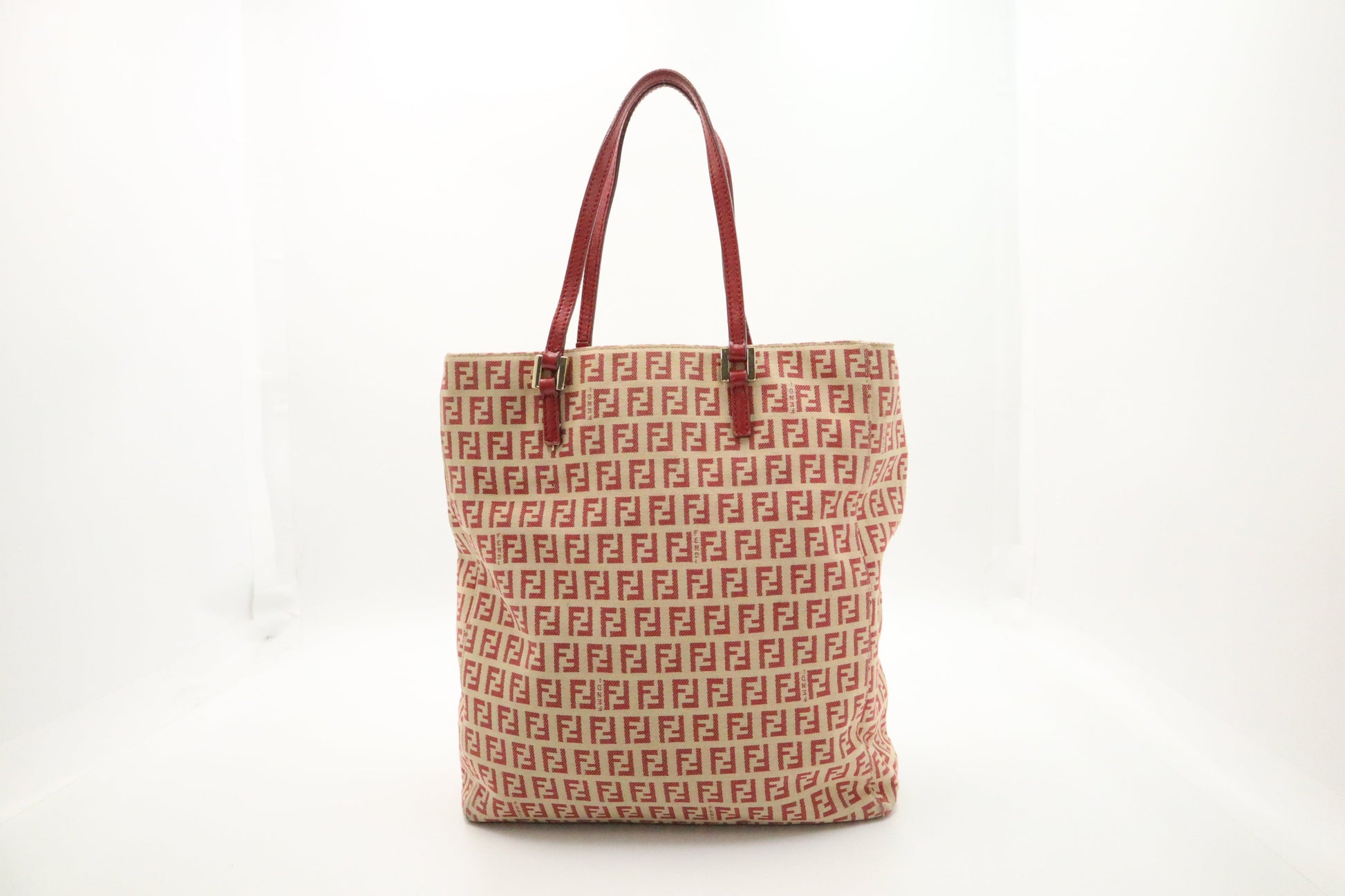 Fendi Handbag In Zucca Canvas Red Travel Bag