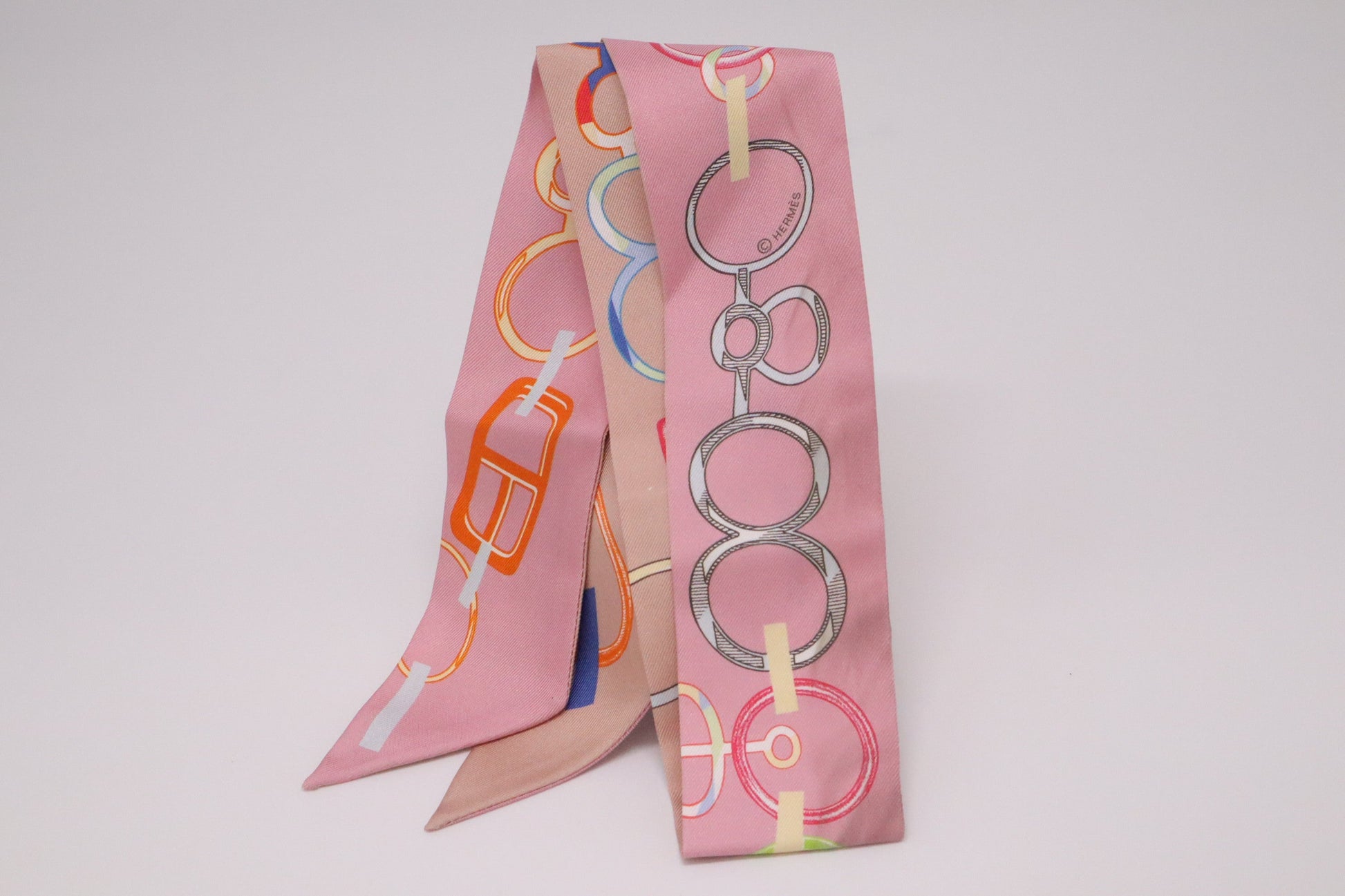 Hermes 'Do Re Boucles' Twilly In Silk Handbag Pink Travel Bag
