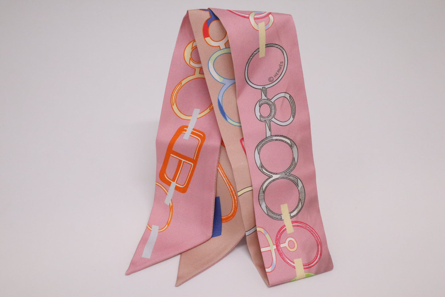 Hermes 'Do Re Boucles' Twilly In Silk Handbag Pink Travel Bag
