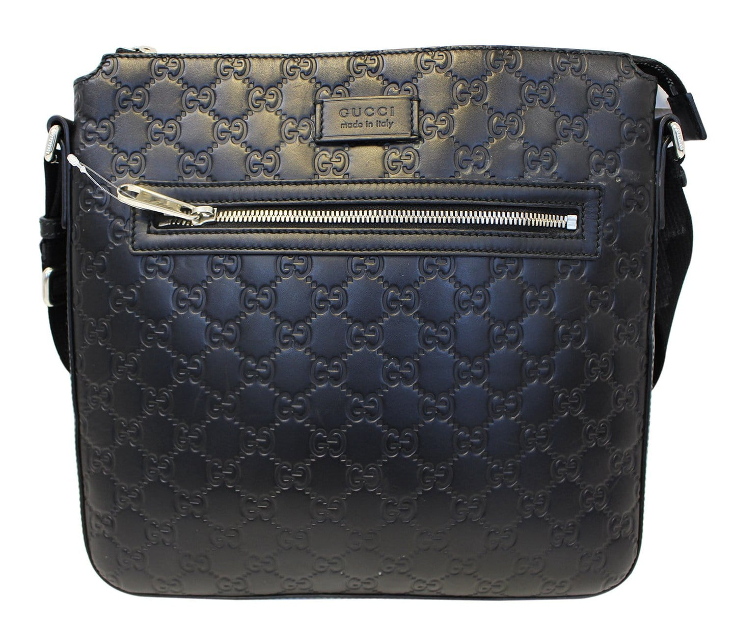 Gucci Signature Messenger Bag Leather Black Crossbody Bag