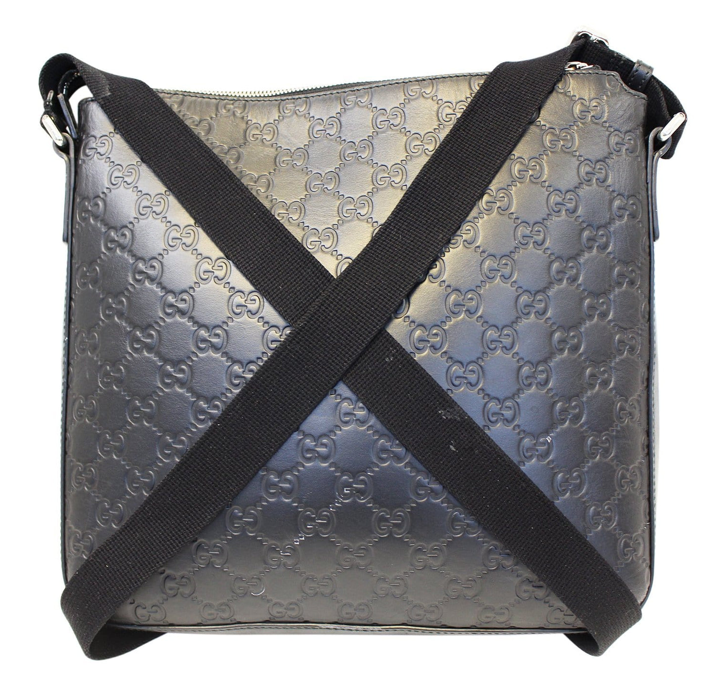 Gucci Signature Messenger Bag Leather Black Crossbody Bag