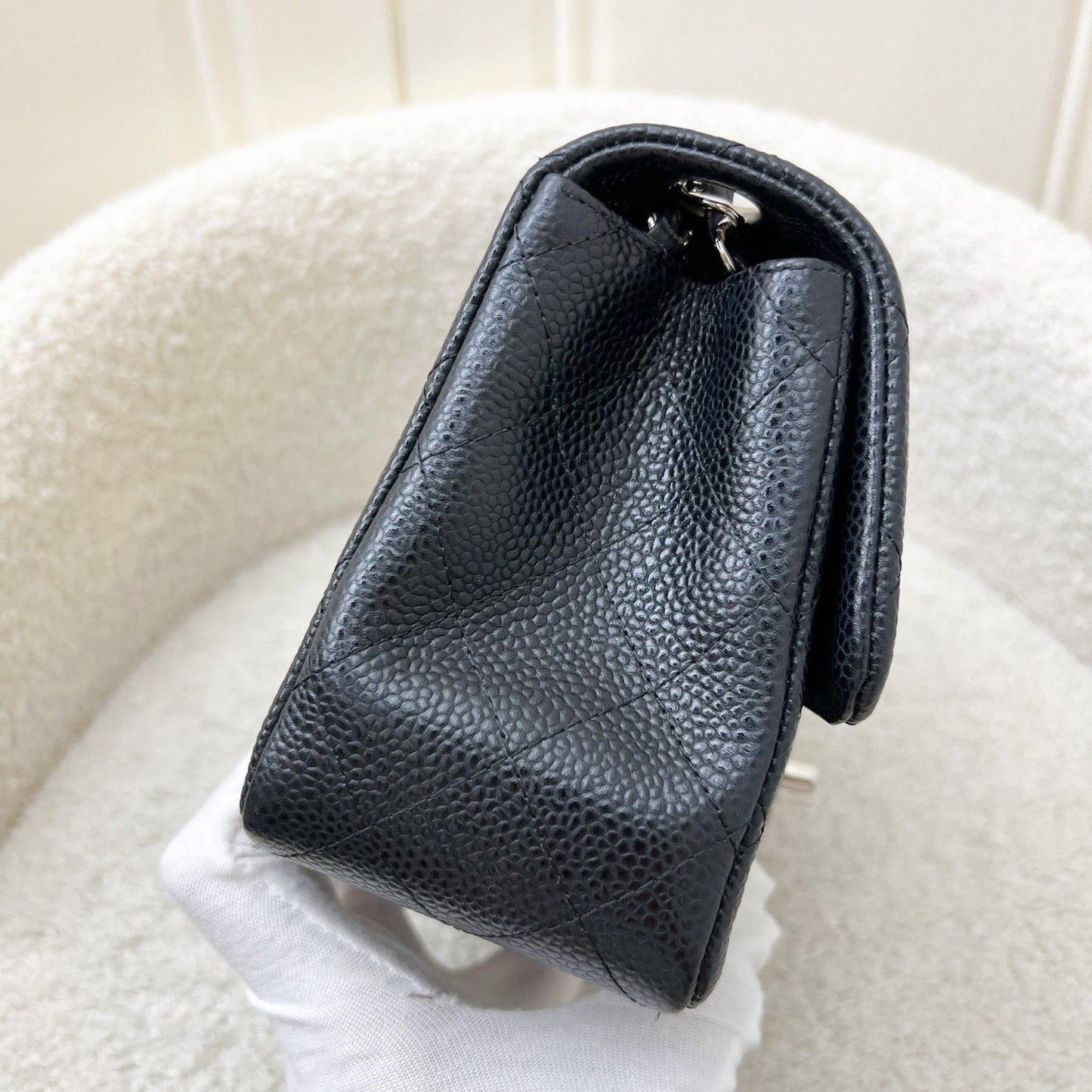 Chanel Classic Square Mini Flap in Black Caviar and Shw Handbag