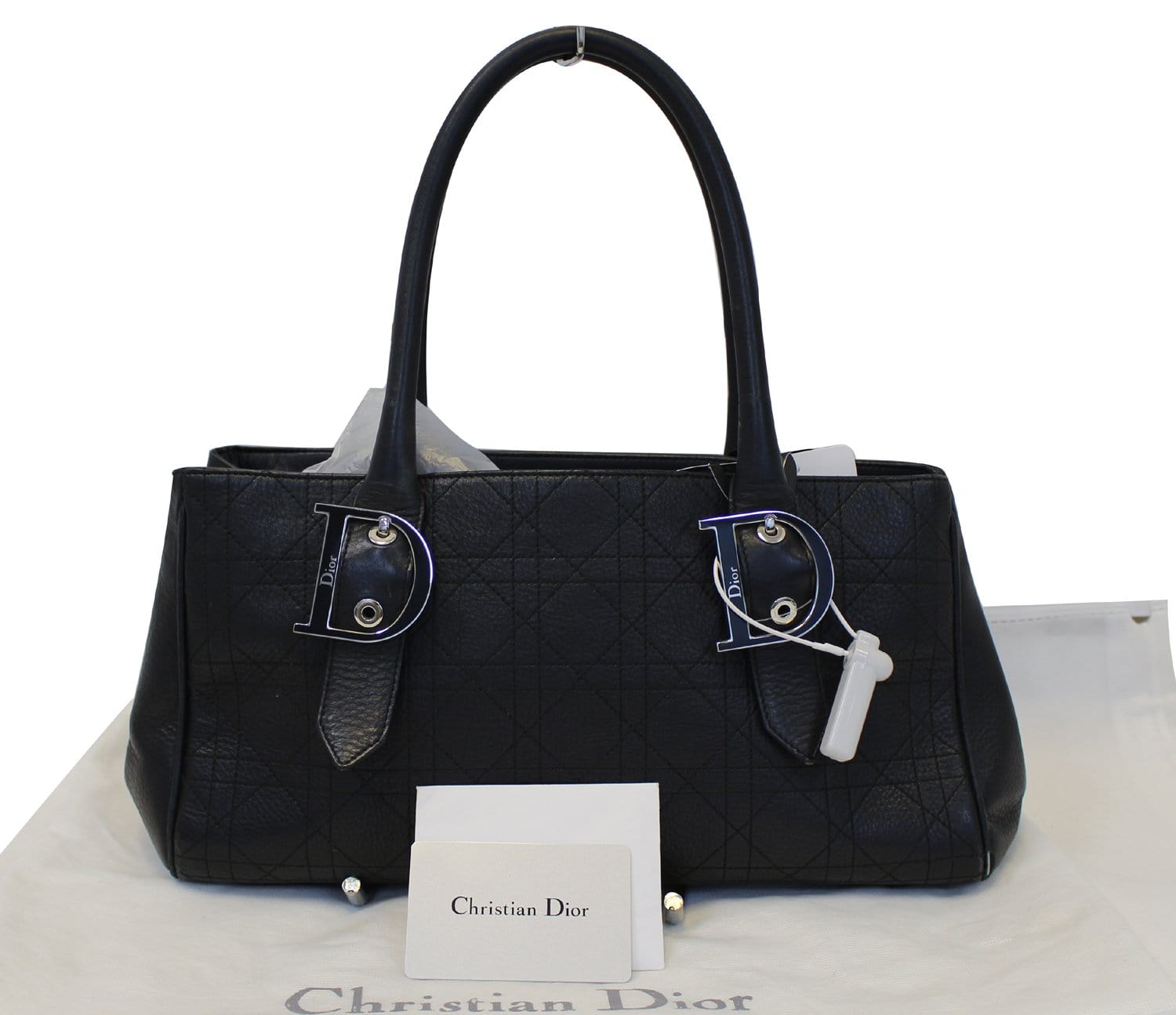 Dior Cannage Tote Bag Leather Black Medium