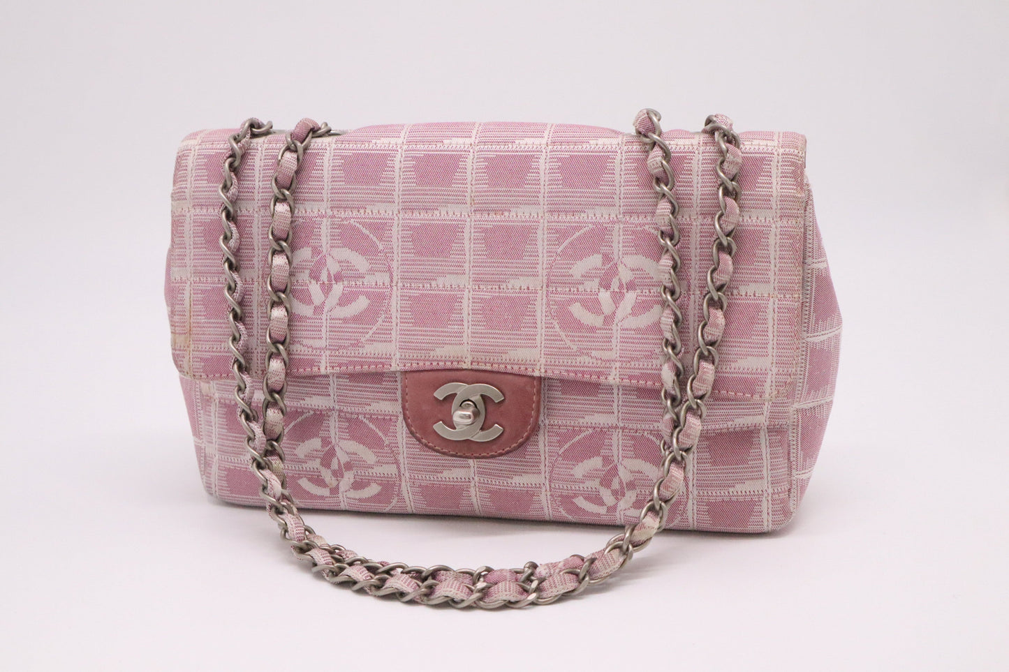 Chanel Flap New Line Pink Canvas Travel Bag