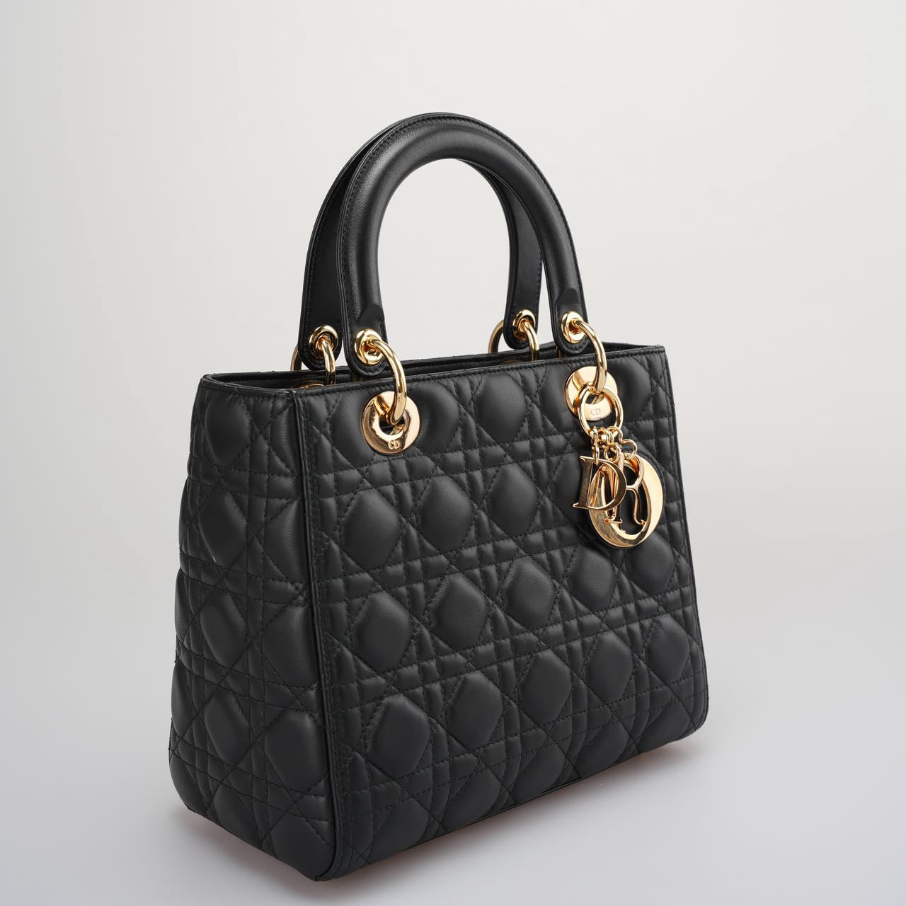 Dior Handbag Lady Bag In Hardware Fro Leather Lambskin Black