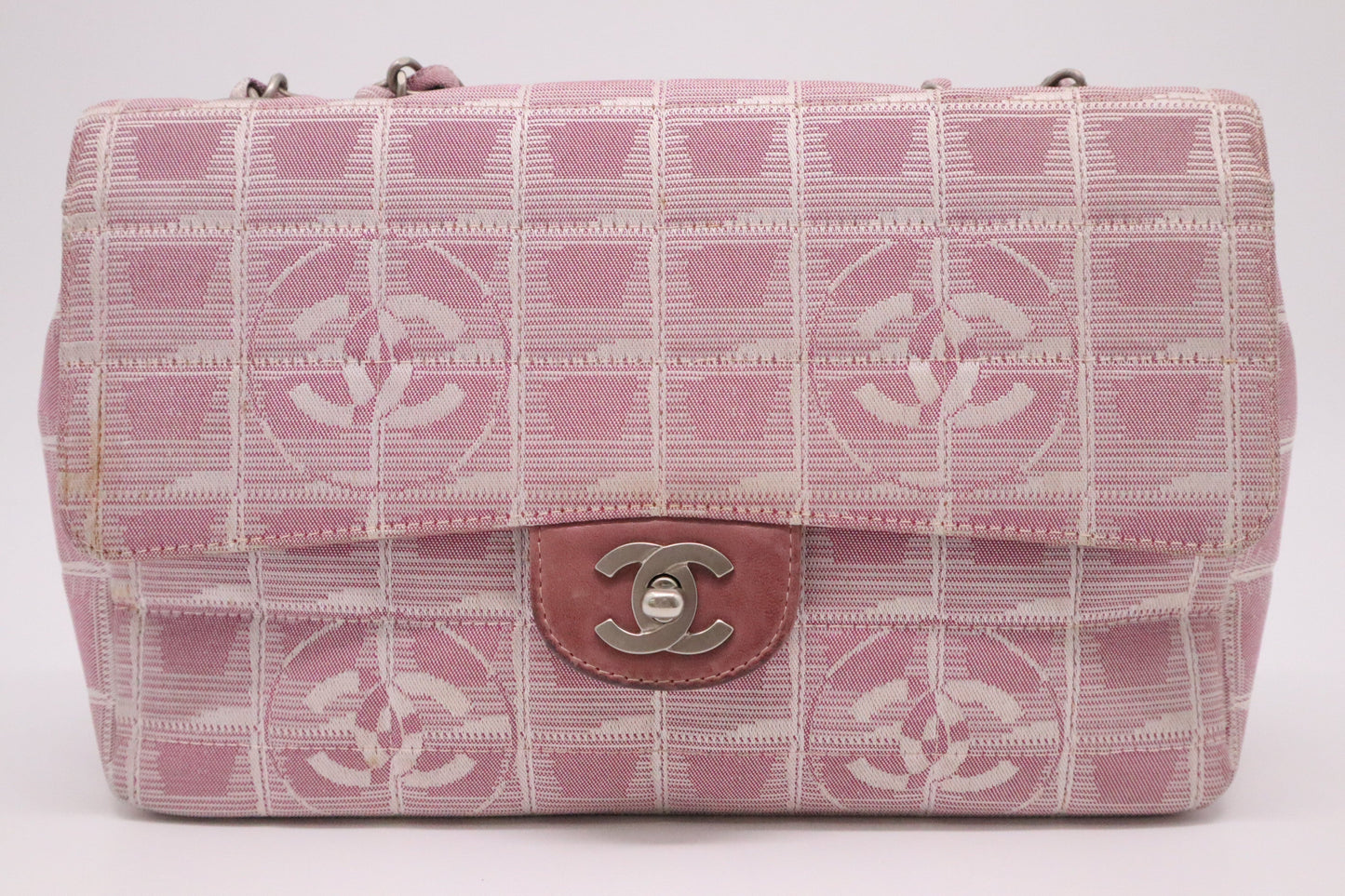 Chanel Flap New Line Pink Canvas Travel Bag