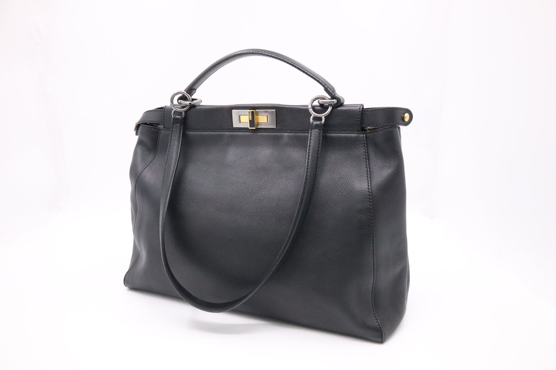 Fendi Peekaboo Tote In Leather Black Medium Tote Bag