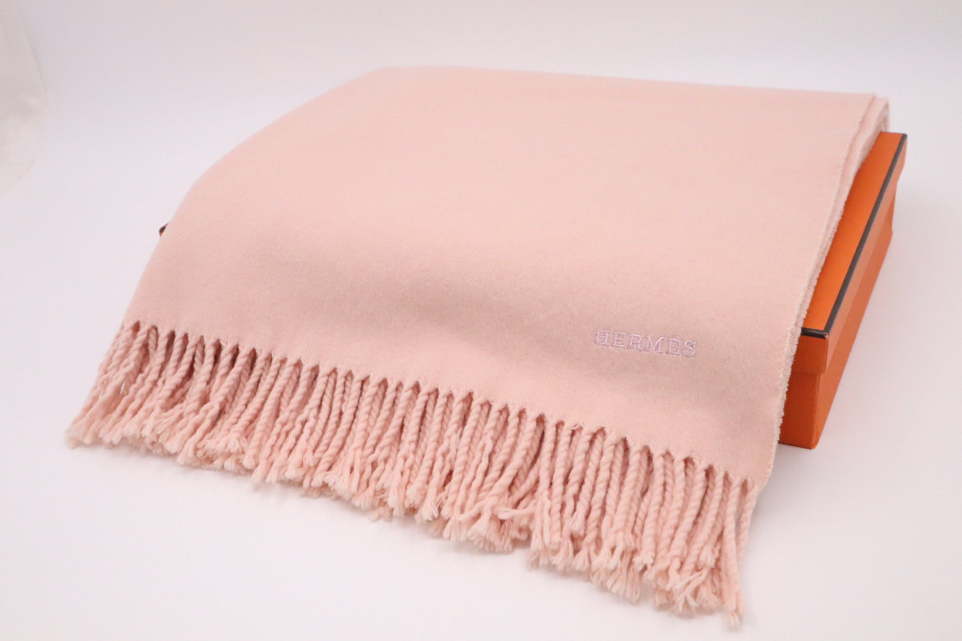 Hermes Stole In Rose Buvard Cashmere Handbag Travel Bag
