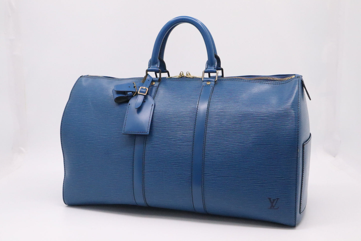 Louis Vuitton Keepall 45 Toledo Epi Leather Blue Travel Bag