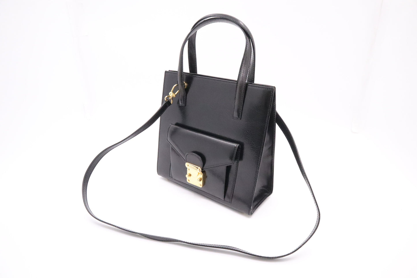 Fendi Way Handbag In Leather Black Travel Bag