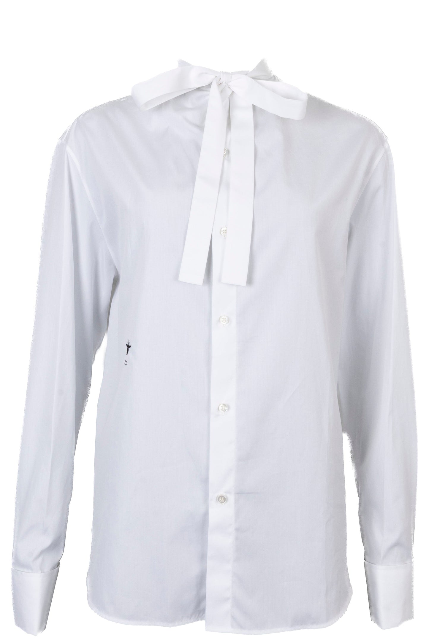 Dior Pussy Bow Shirt Cotton White Handbag