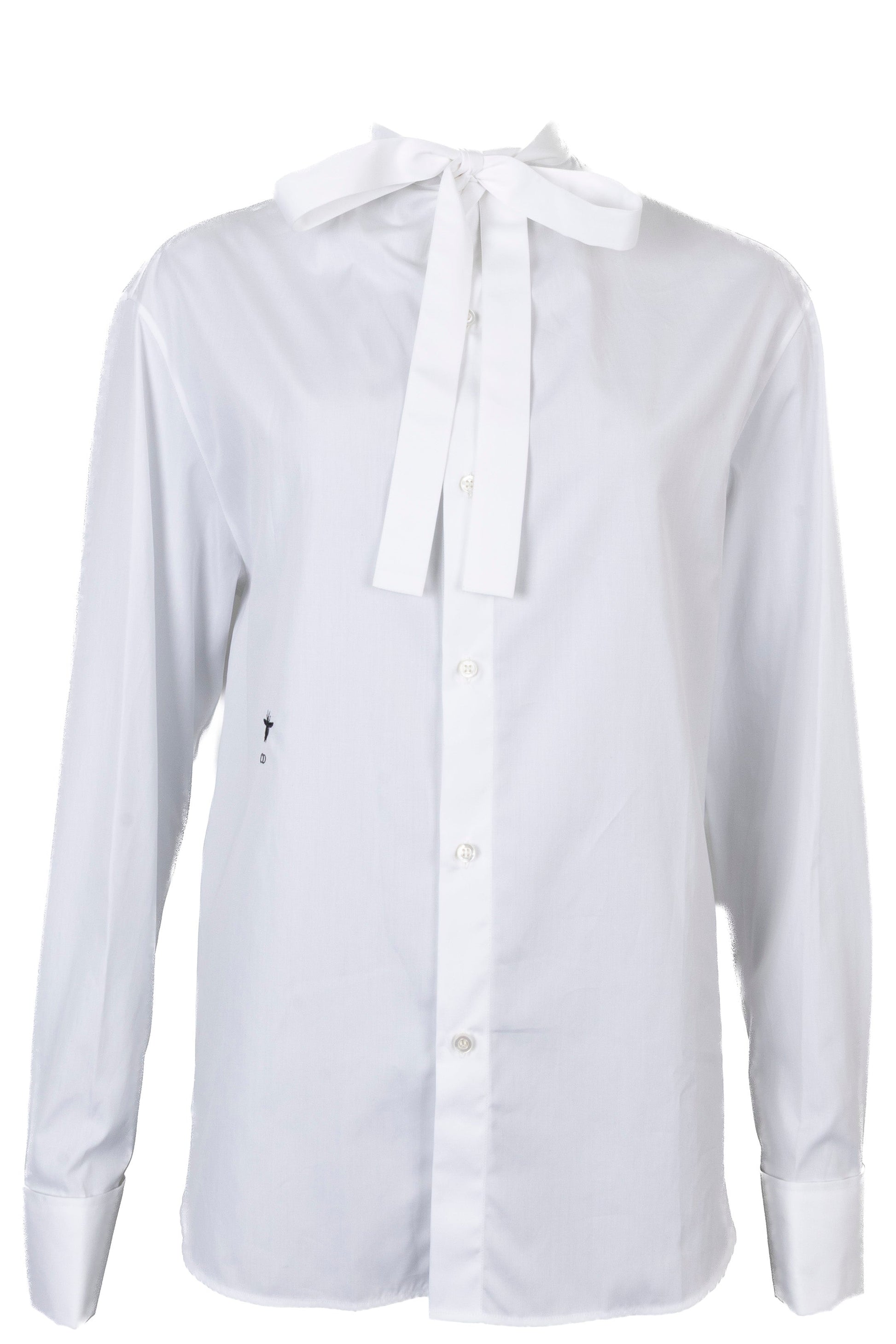 Dior Pussy Bow Shirt Cotton White Handbag