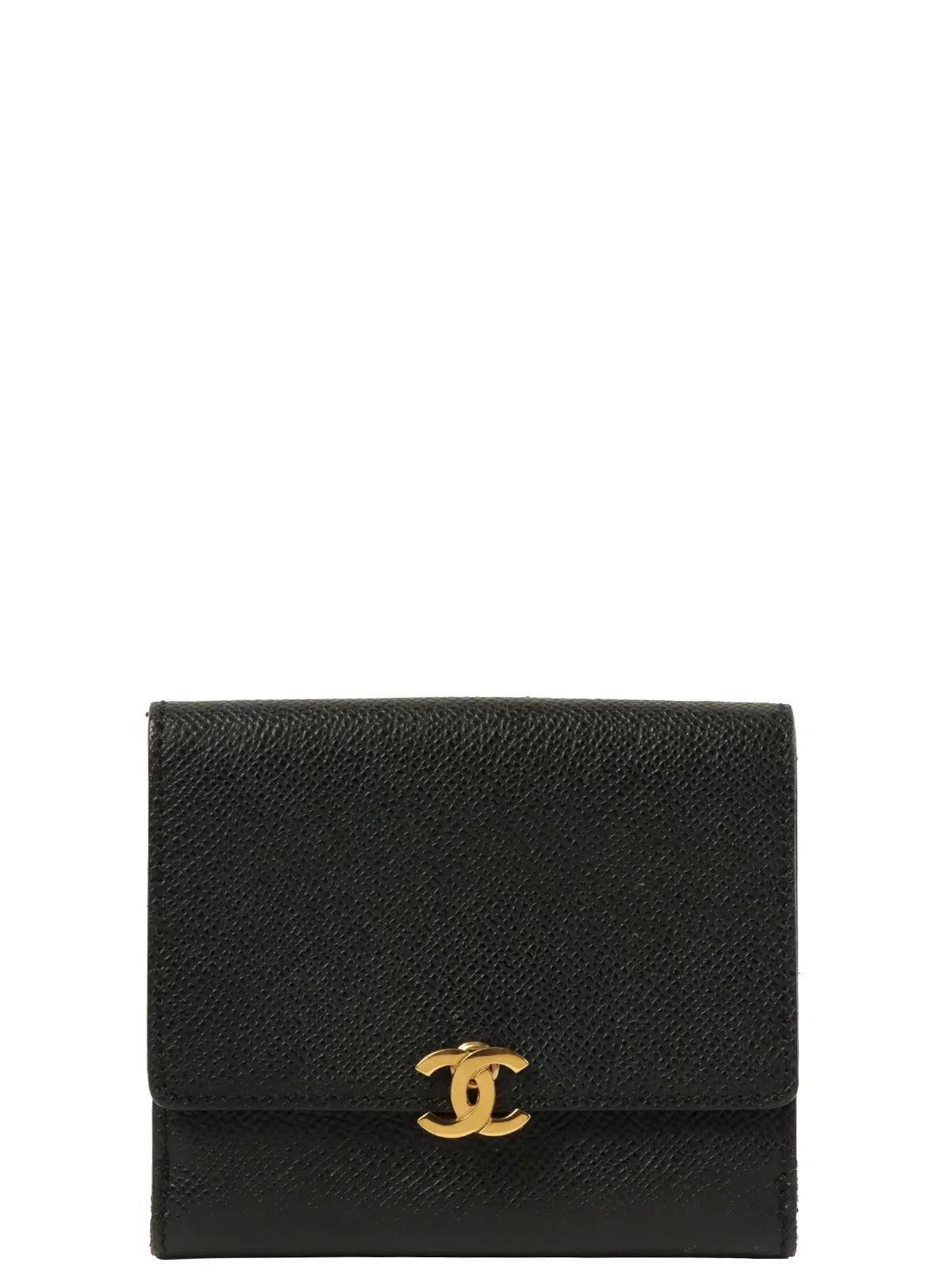 CHANEL Around 1998 Made Caviar Skin Cc Mark Plate Wallet Black