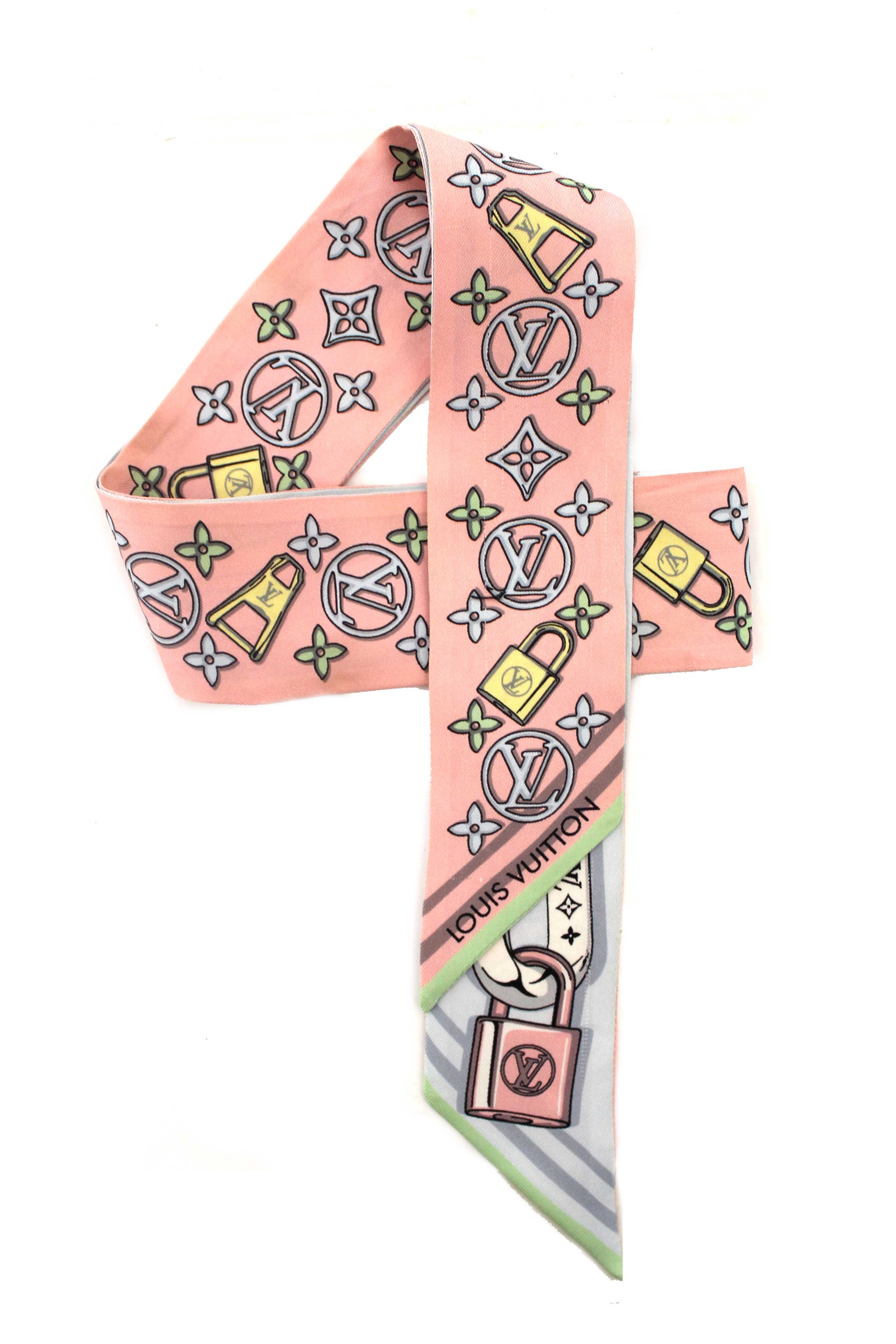 Louis Vuitton Blue/Pink Bejeweled BB Bandeau Scarf