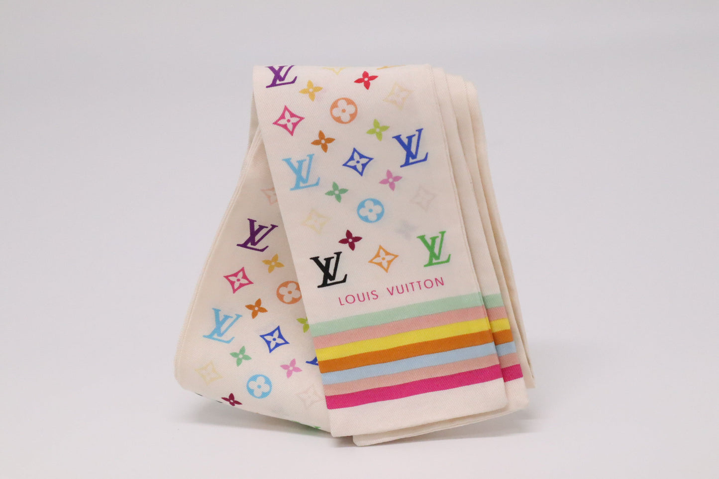 Louis Vuitton Bandeau Silk Monogram White Multicolor Handbag