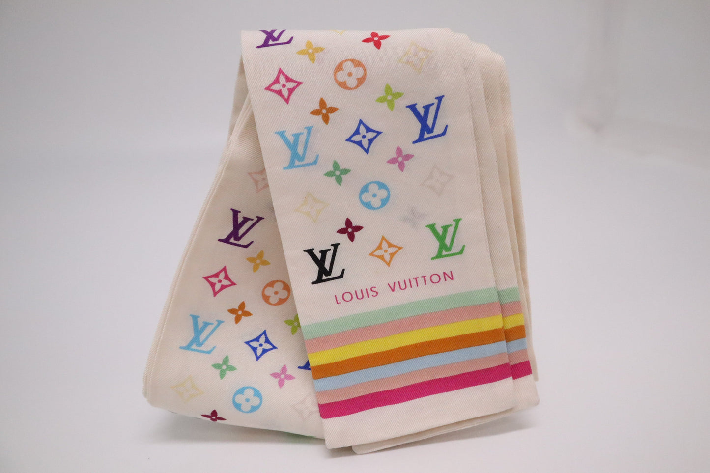 Louis Vuitton Bandeau Silk Monogram White Multicolor Handbag