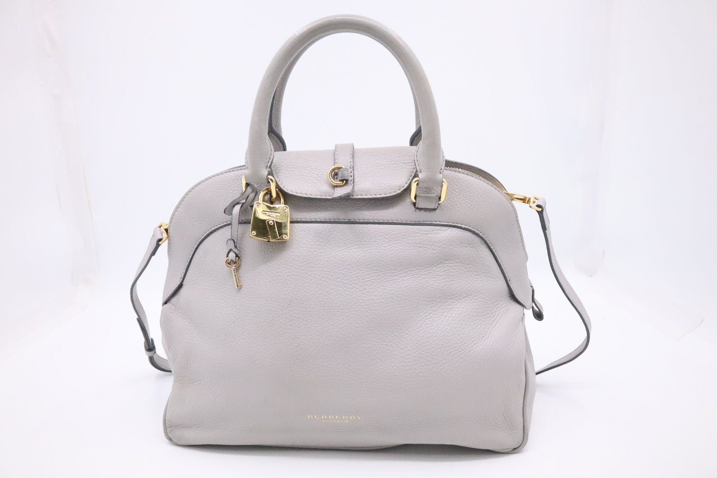 Burberry Two Way Handbag In Leather Gray Travel Bag