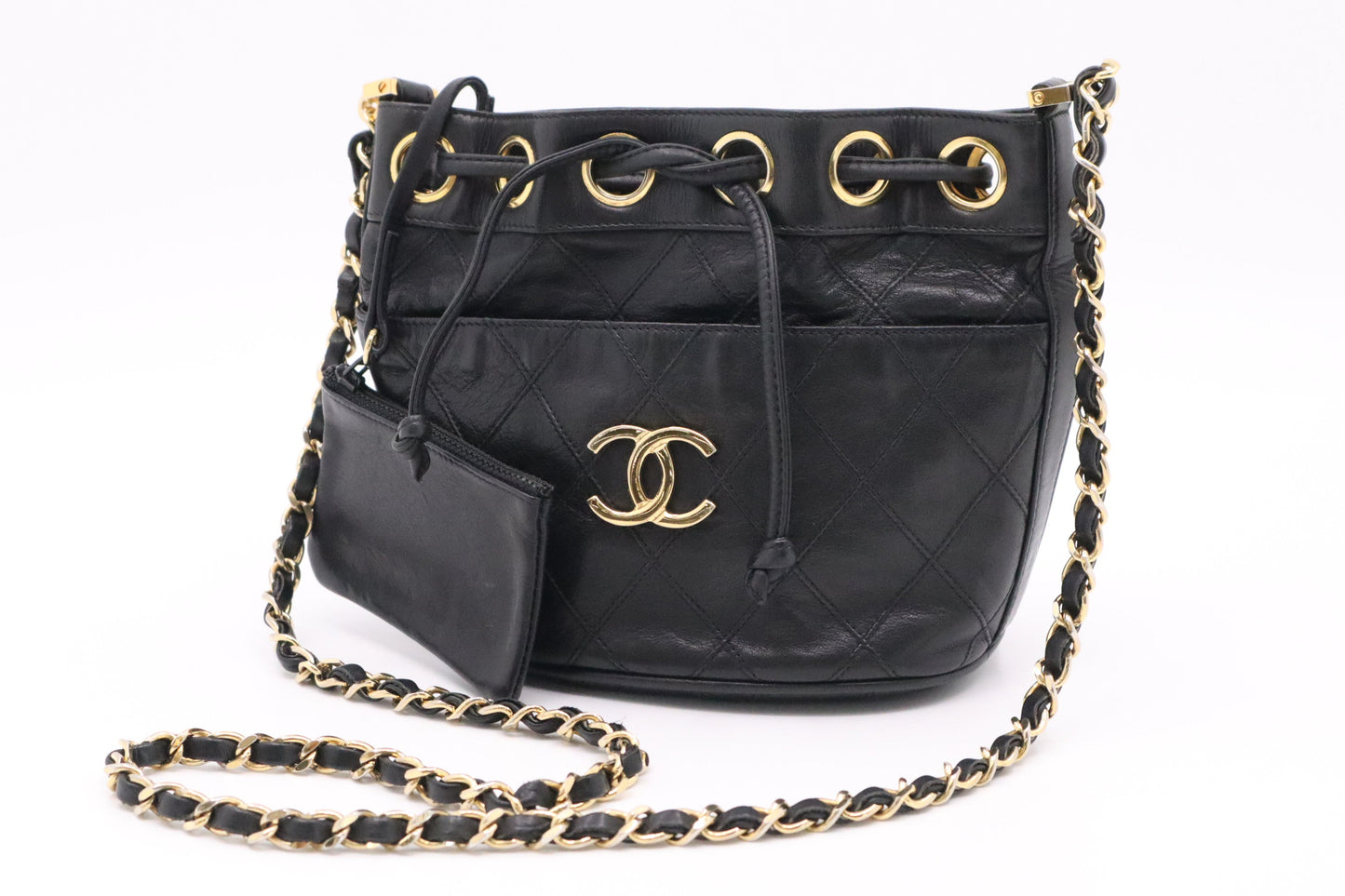 Chanel Bucket Black Leather Bucket Bag