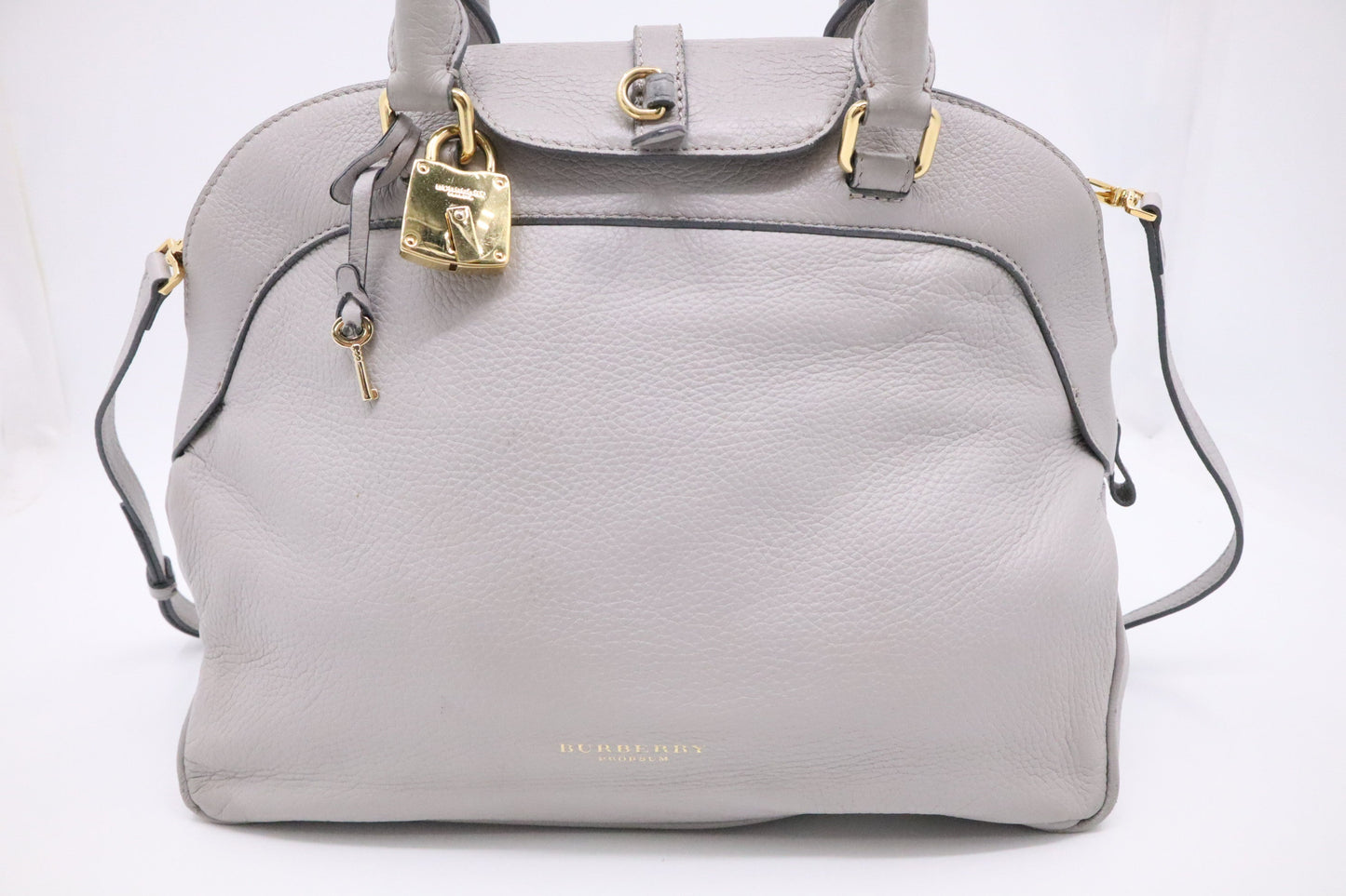 Burberry Two Way Handbag In Leather Gray Travel Bag