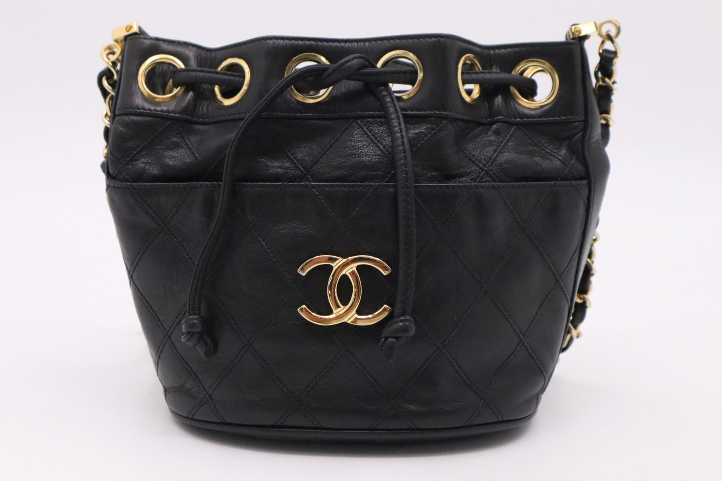Chanel Bucket Black Leather Bucket Bag