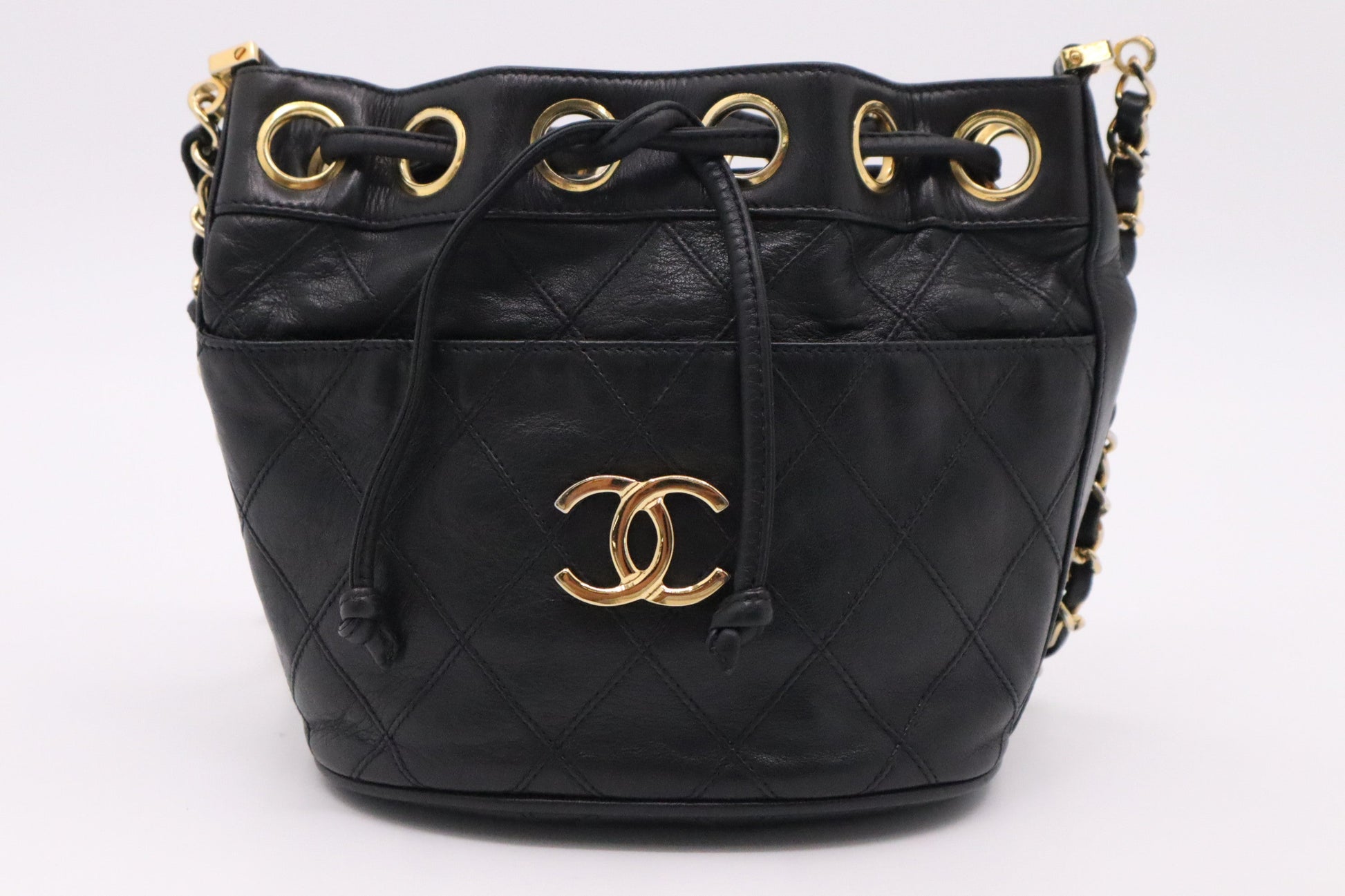 Chanel Bucket Black Leather Bucket Bag