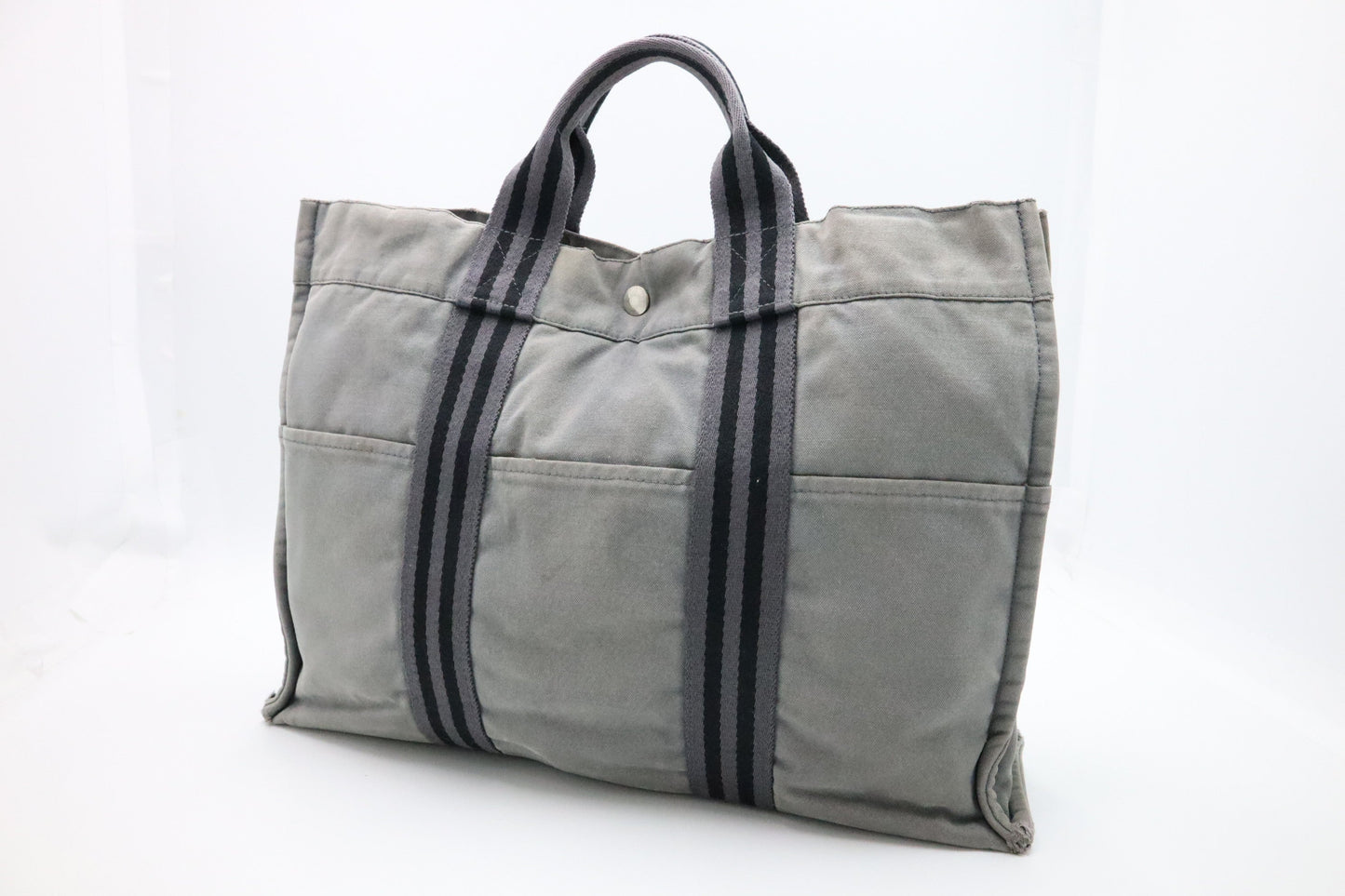 Hermes Herline Fourre Tout Mm In Grey Handbag Canvas Travel Bag