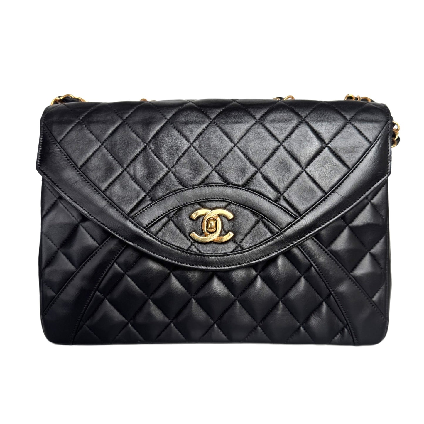 Chanel Quilted Lambskin Paris Limited Single Flap Black Gold Handbag