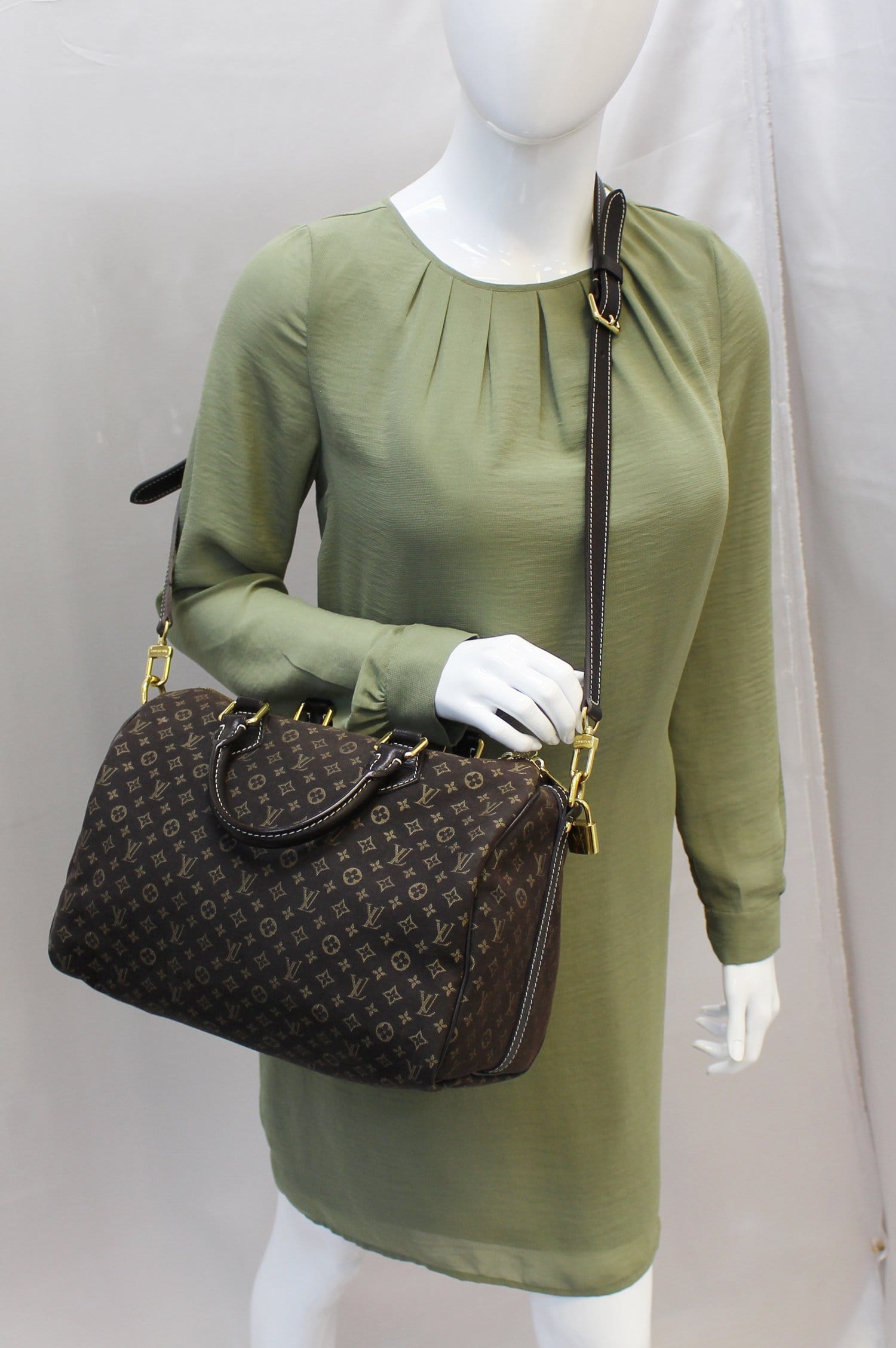 Louis Ebene Lin Speedy Bandouliere Satchel Bag Mini Travel Bag