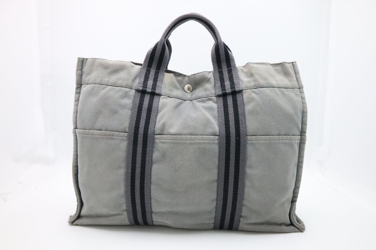 Hermes Herline Fourre Tout Mm In Grey Handbag Canvas Travel Bag