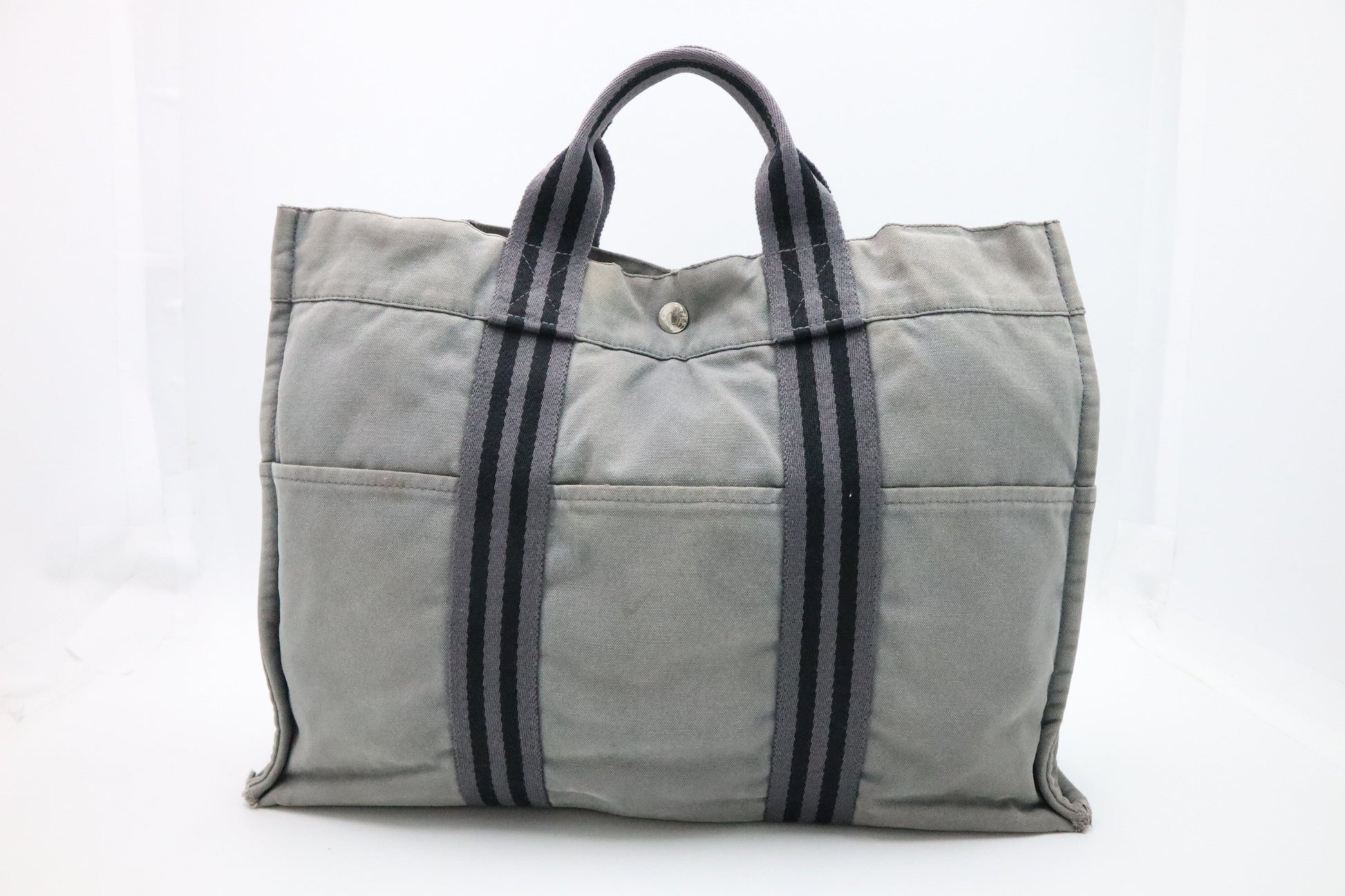 Hermes Herline Fourre Tout Mm In Grey Handbag Canvas Travel Bag