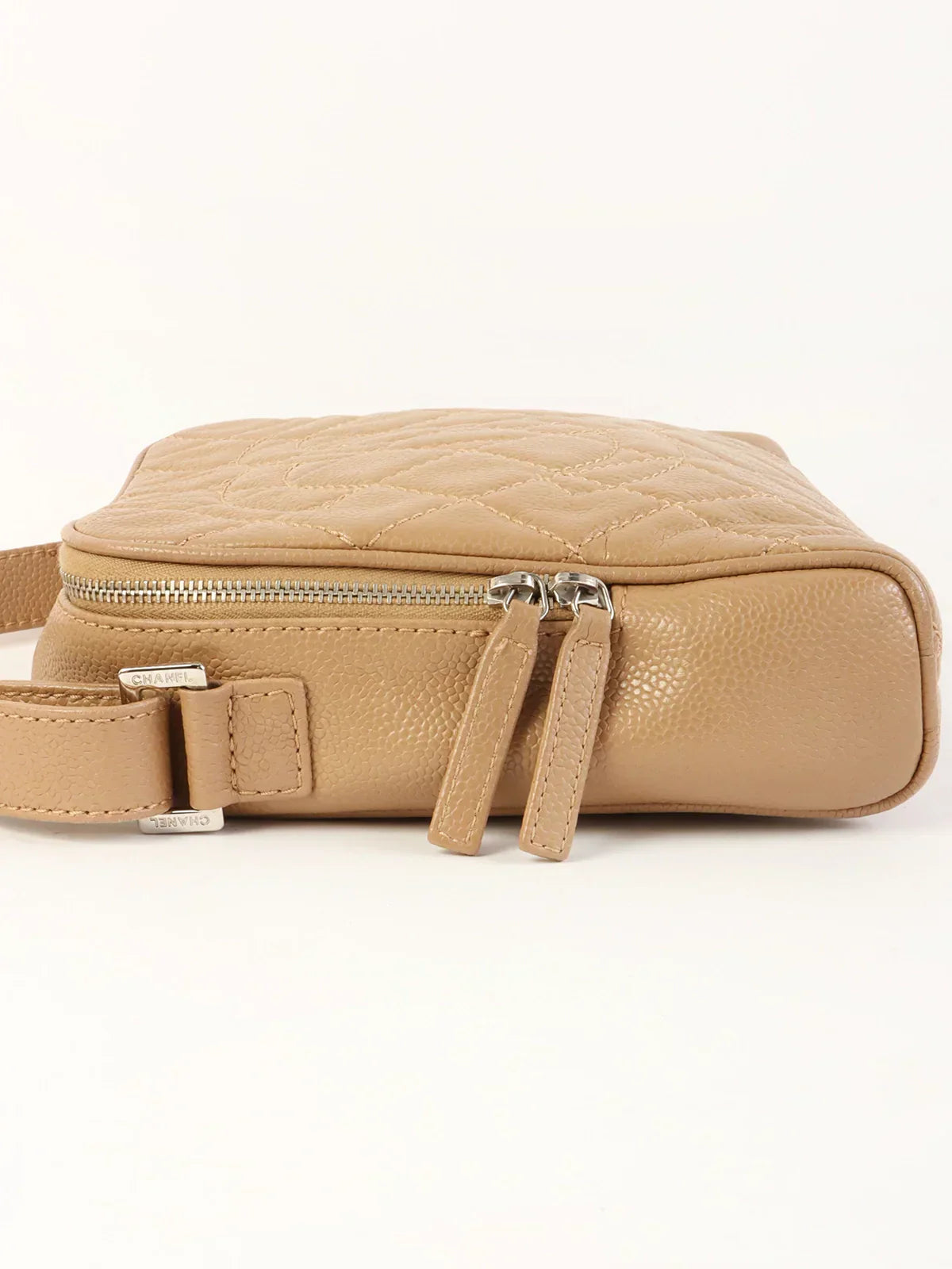 Chanel Around  Made Caviar Skin Cc Mark Stitch Shoulder Bag Beige