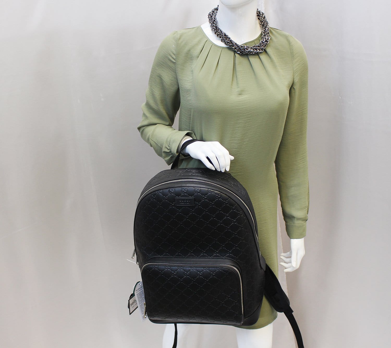 Gucci Signature Backpack Bag Leather Black