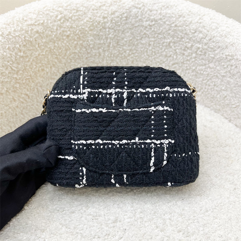 Chanel 24K Vip Gift Mini Bag In Black And White Tweed And Lghw 4