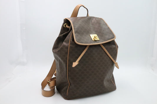 Celine Backpack In Macadam Handbag Canvas Brown