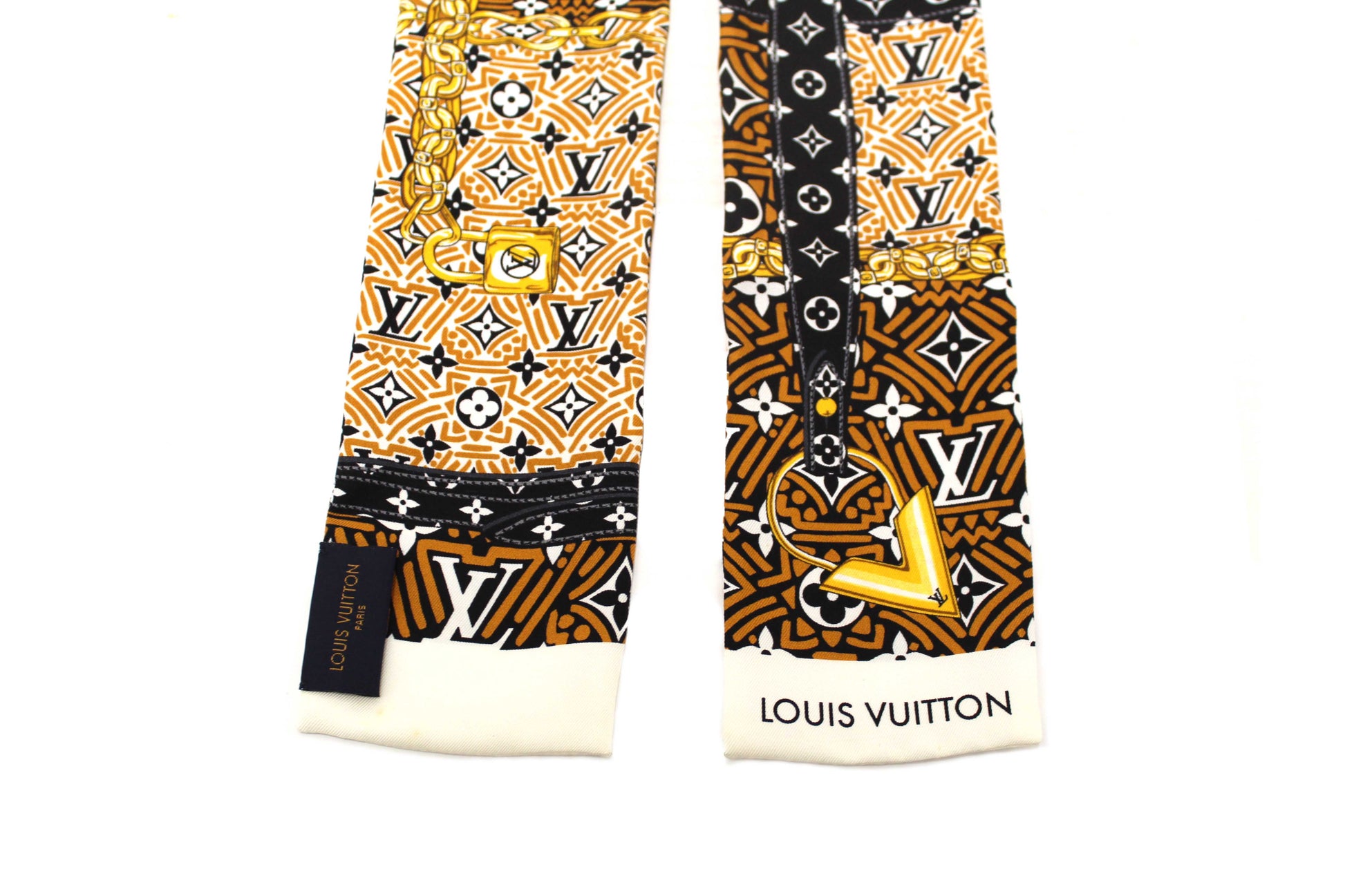 Louis Vuitton Silk Caramel Monogram Crafty Confidential Twilly Bandeau Scarf