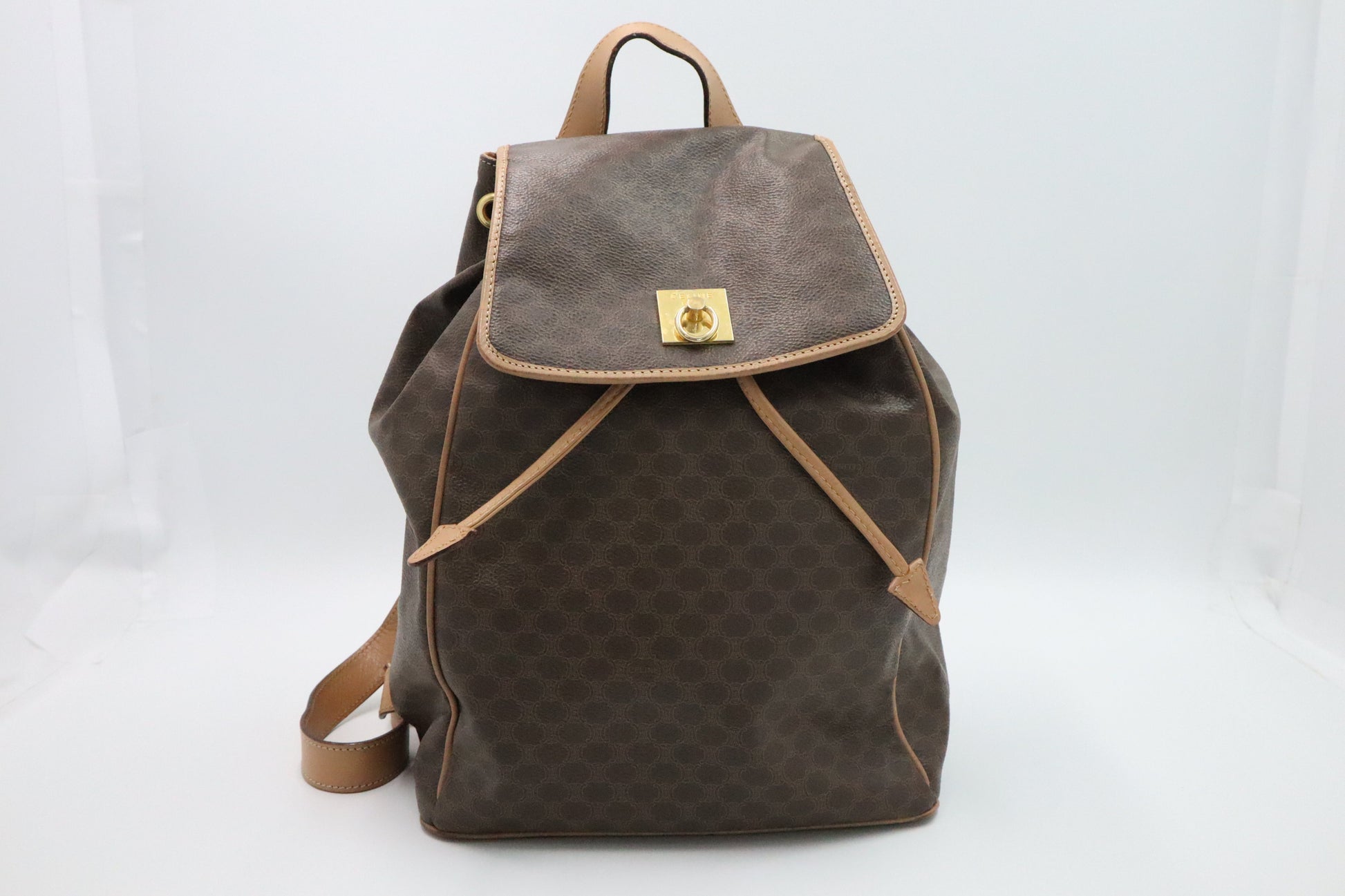 Celine Backpack In Macadam Handbag Canvas Brown
