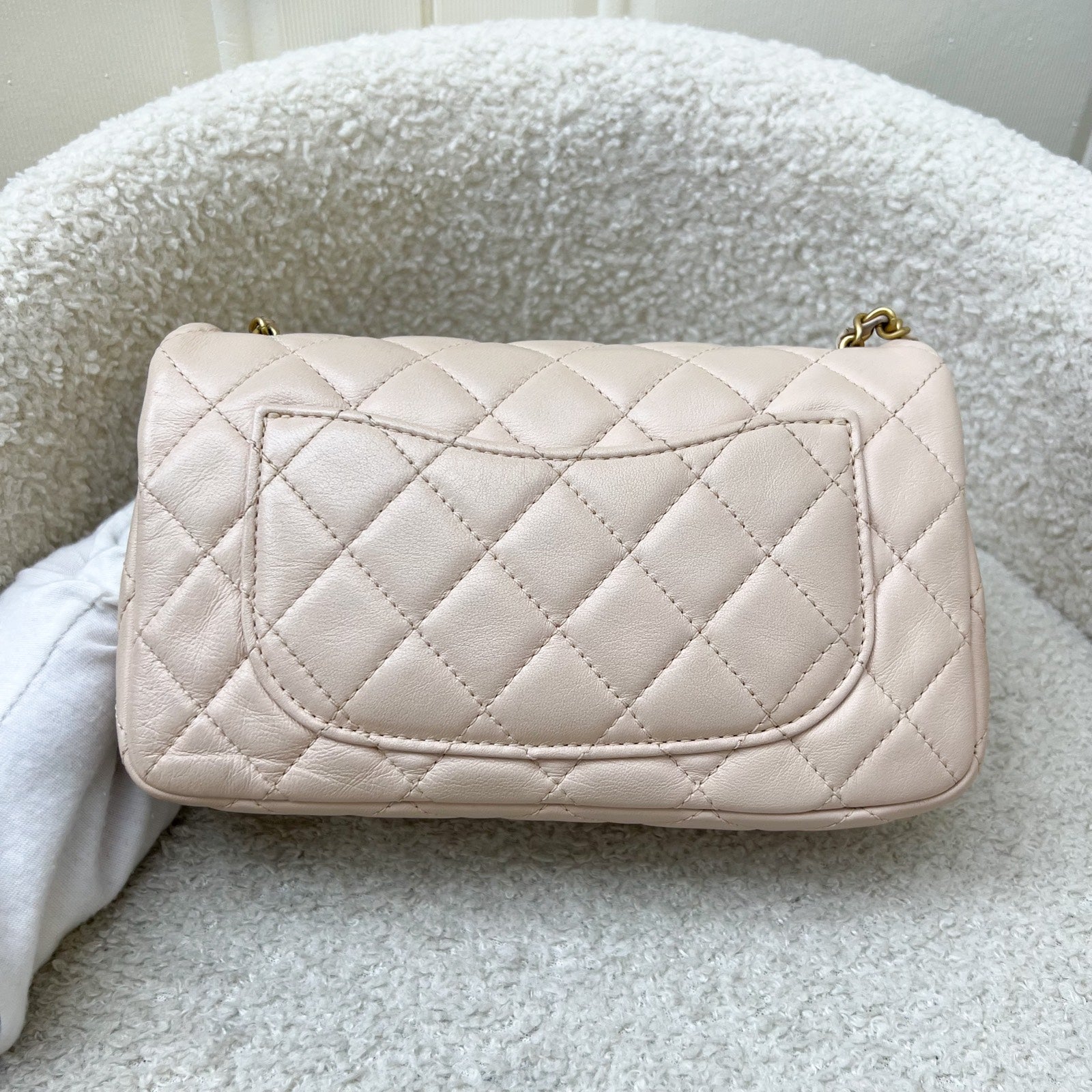 Chanel Pearl Crush Mini Rectangular Flap In 22C Beige Lambskin And Aghw ( ) Bag