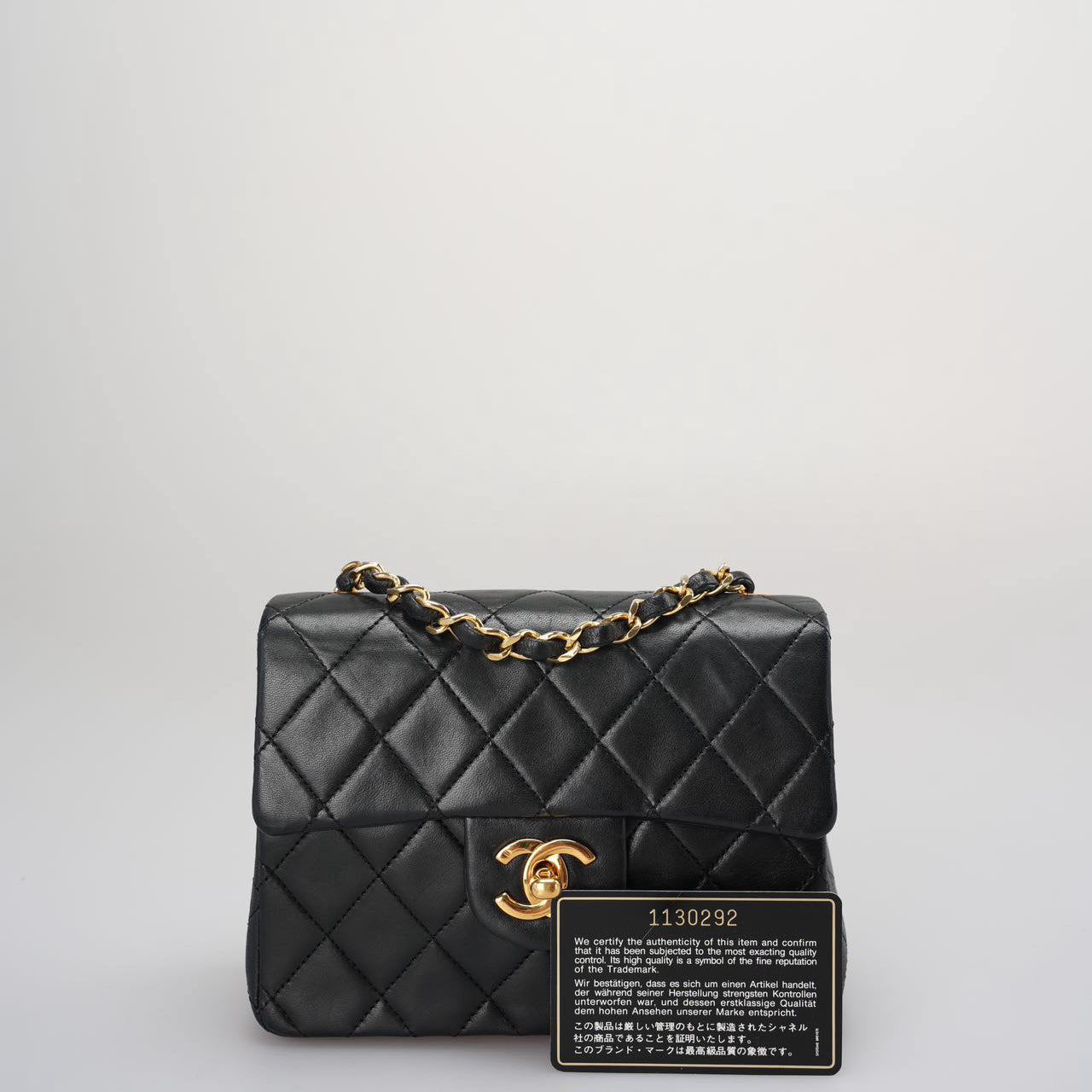 Chanel   Timeless Mini Square Classic Flap Bag In Black With 24K Gold Hardware