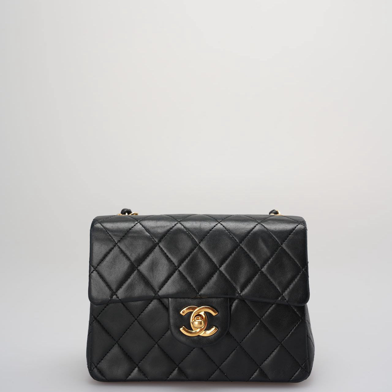 Chanel   Timeless Mini Square Classic Flap Bag In Black With 24K Gold Hardware