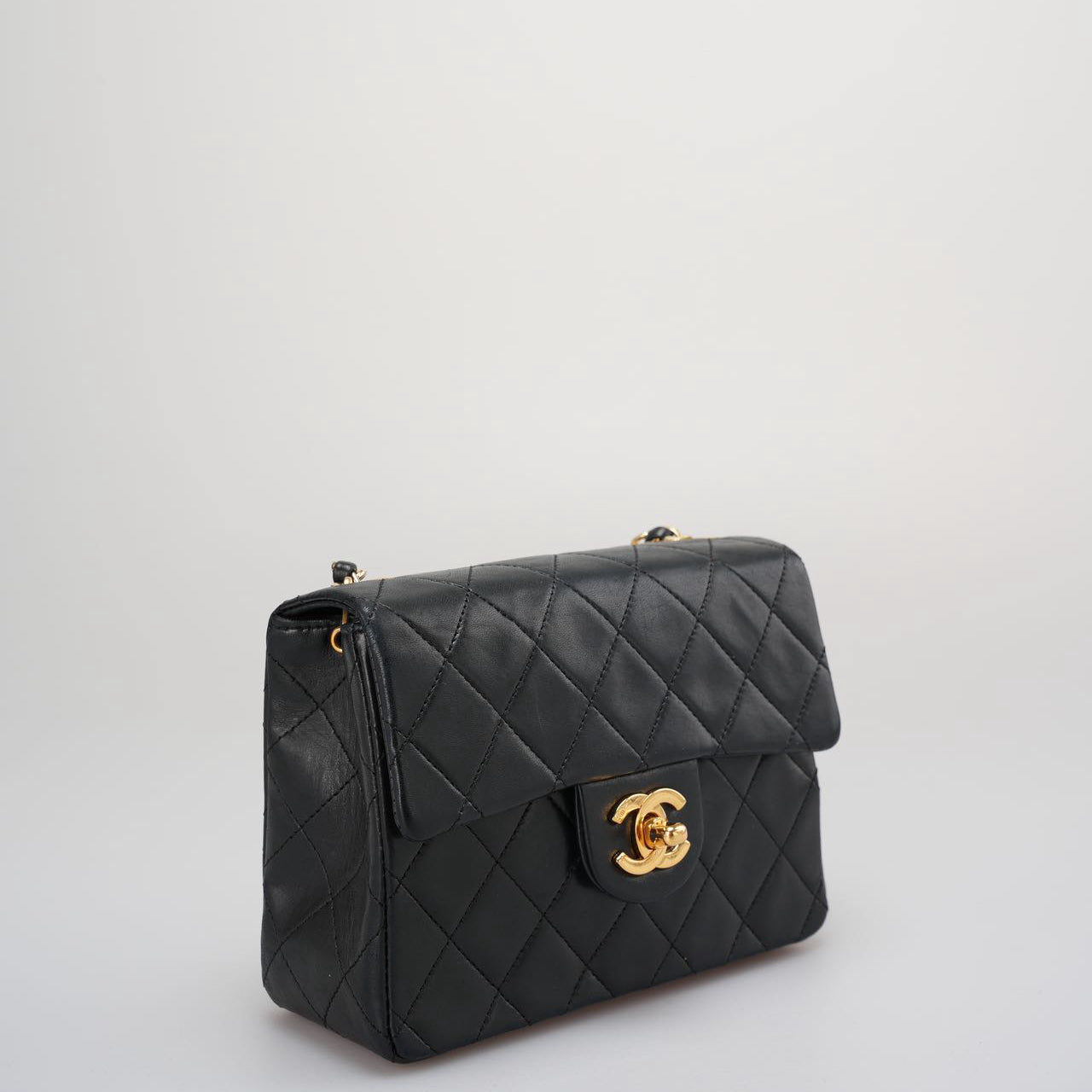 Chanel   Timeless Mini Square Classic Flap Bag In Black With 24K Gold Hardware