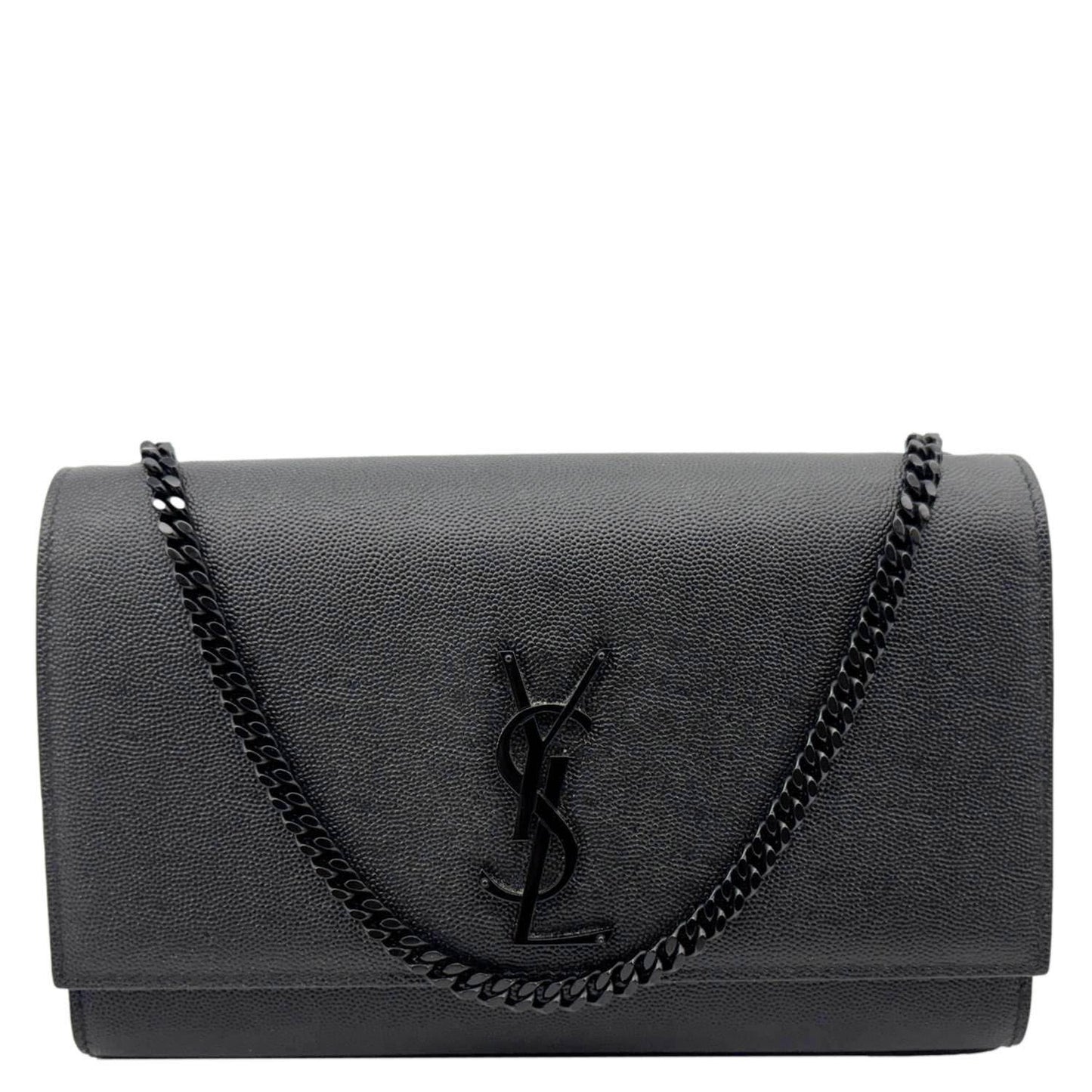 YSL Saint Laurent Yves Kate Grain De Poudre Crossbody Bag Black Small