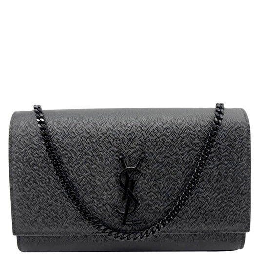 YSL Saint Laurent Yves Kate Grain De Poudre Crossbody Bag Black Small