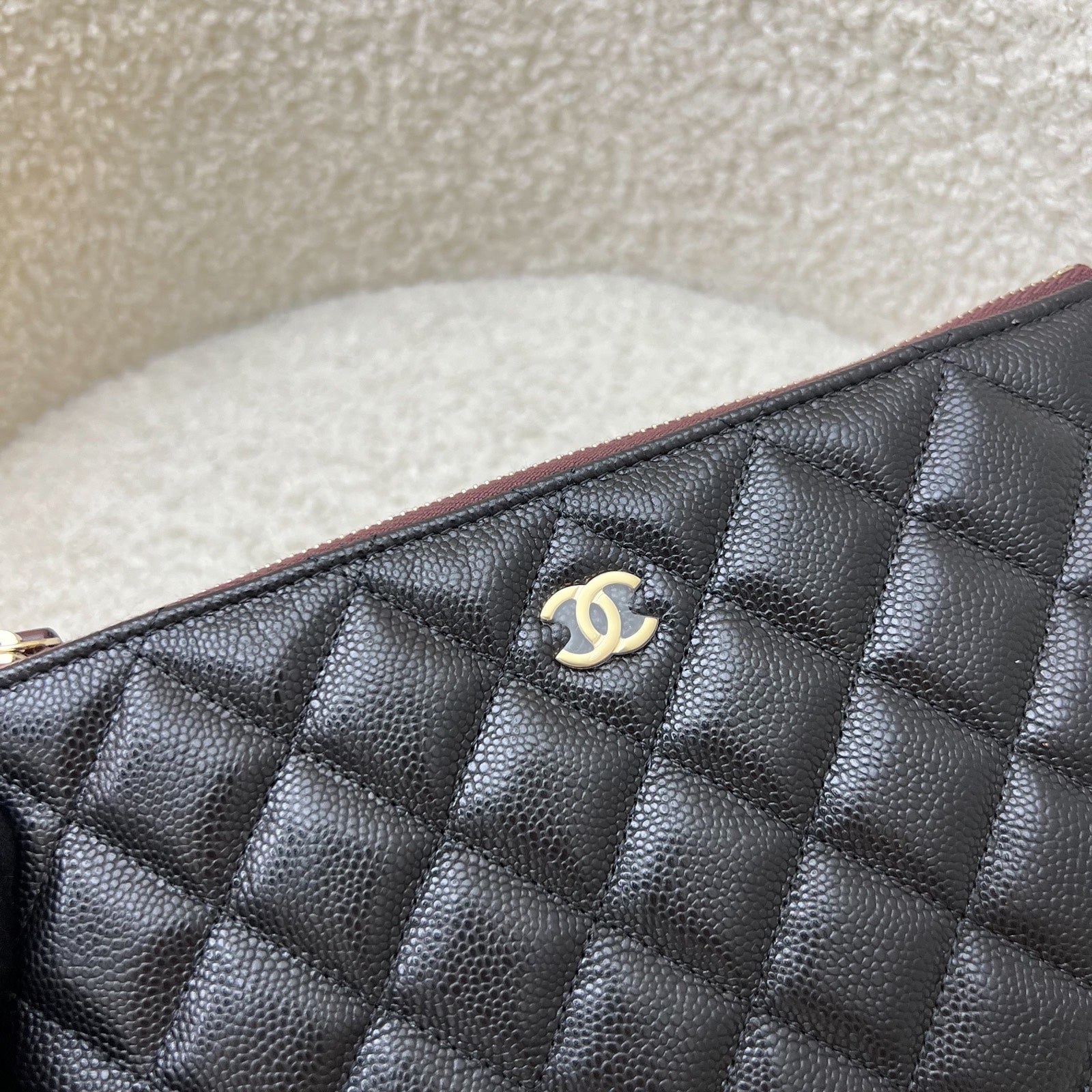 Chanel Classic Small O Case Pouch in Black Caviar and Lghw Handbag