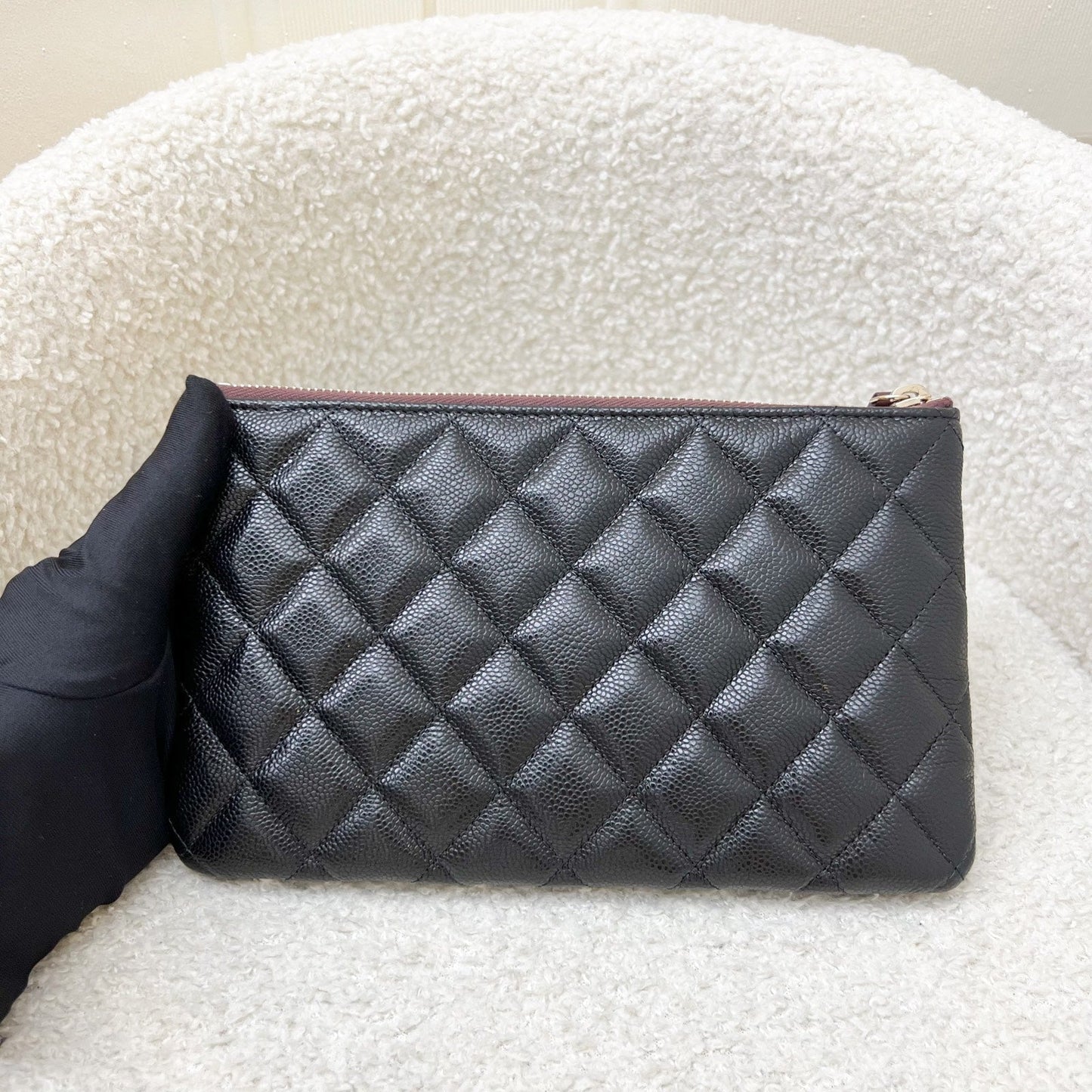 Chanel Classic Small O Case Pouch in Black Caviar and Lghw Handbag